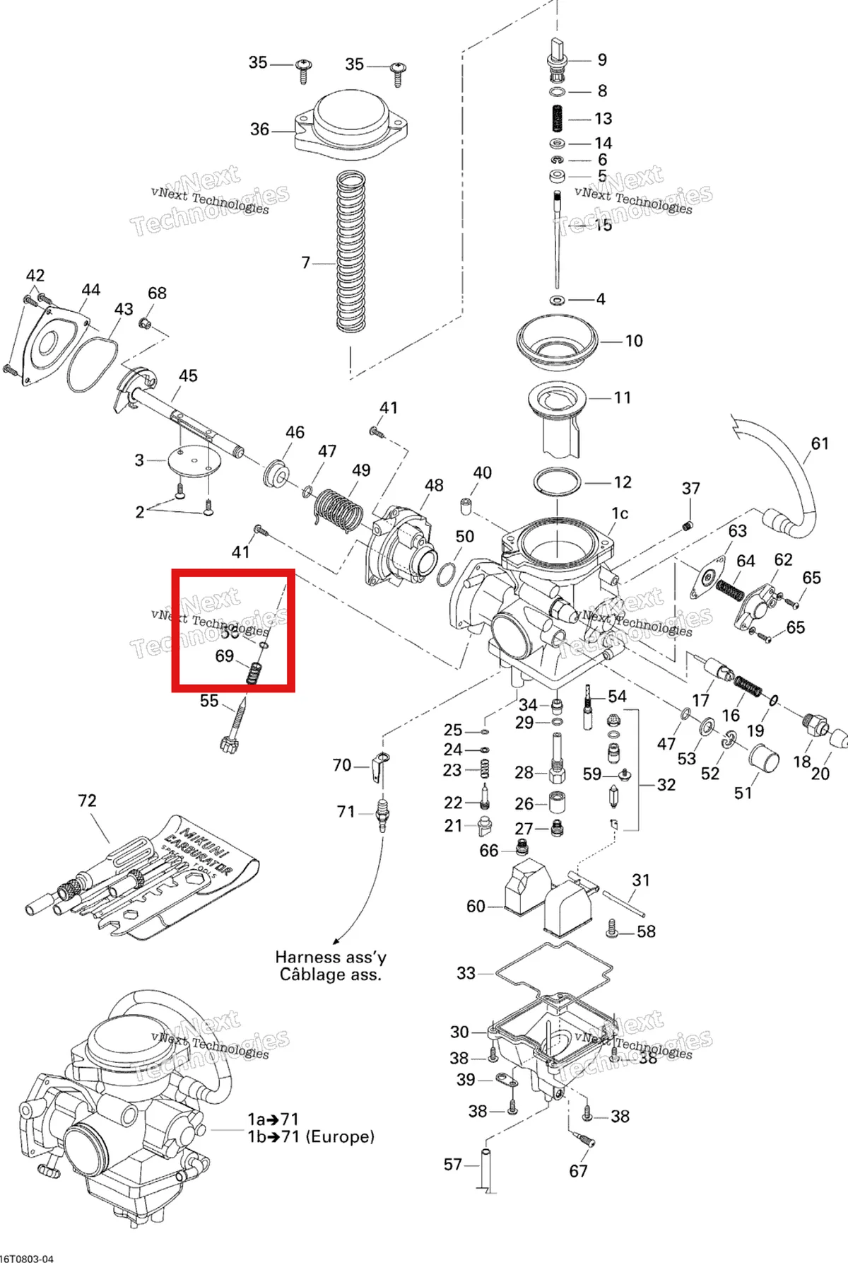 Деталь 707200020 на схеме узла 2008 Can-Am Outlander MAX 400 STD Carburetor