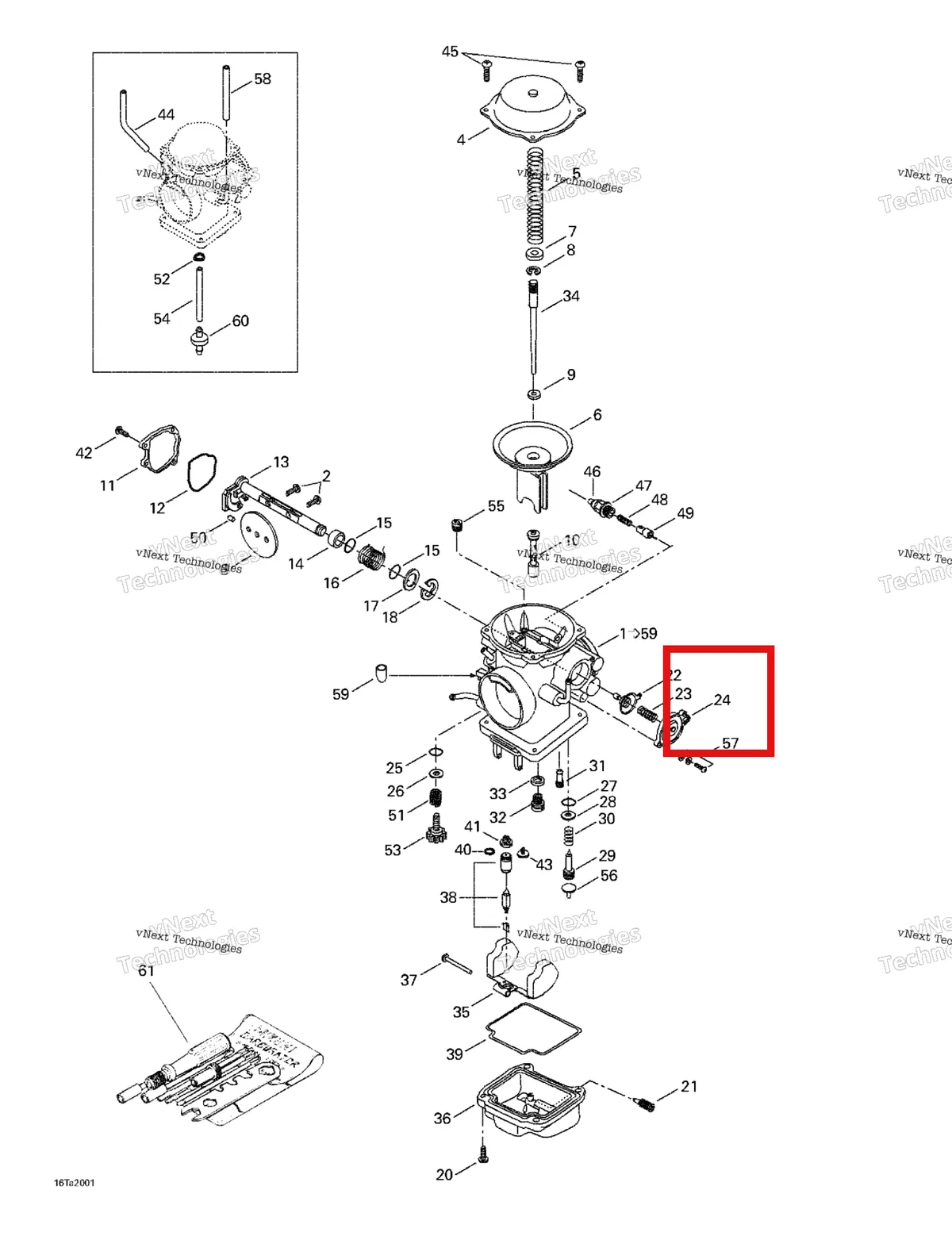Деталь 707200021 на схеме узла 1999 Can-Am Traxter, 7400/ 7401/7413/7414 Carburetor