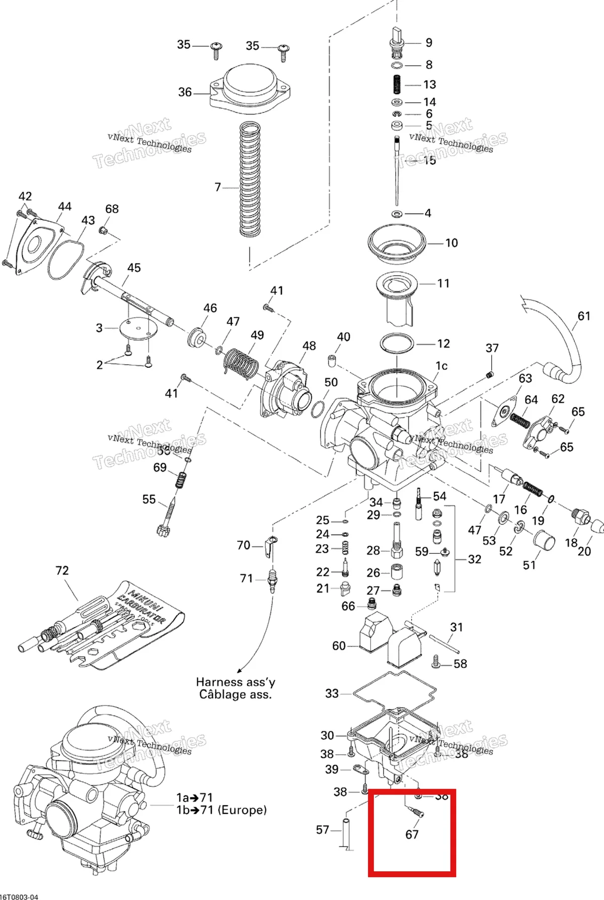 Деталь 707200024 на схеме узла 2008 Can-Am Outlander MAX 400 STD Carburetor
