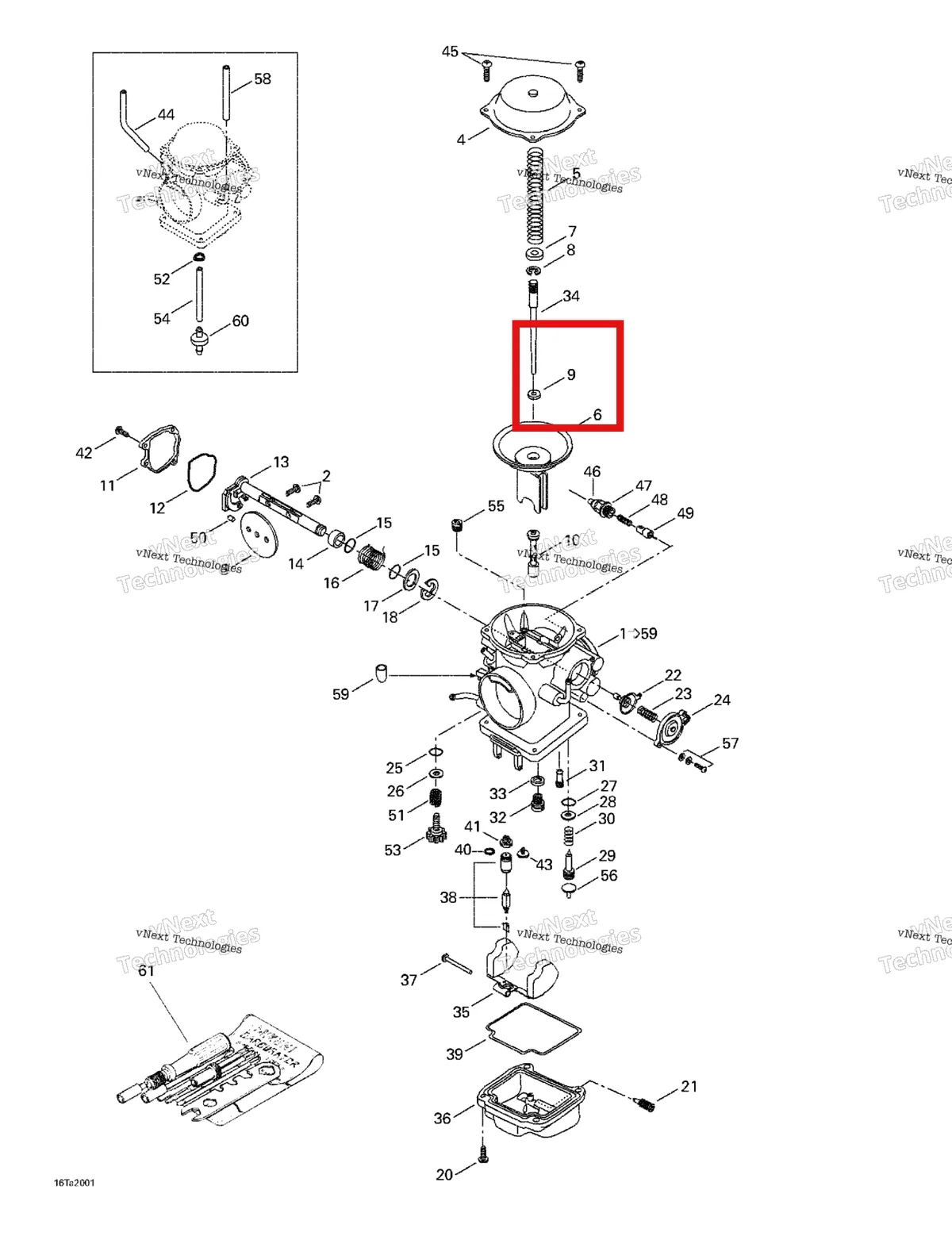 Деталь 707200035 на схеме узла 1999 Can-Am Traxter, 7400/ 7401/7413/7414 Carburetor