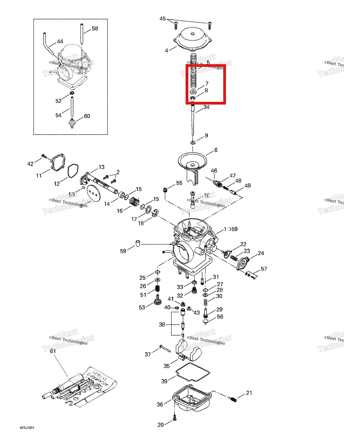 Деталь 707200036 на схеме узла 1999 Can-Am Traxter, 7400/ 7401/7413/7414 Carburetor