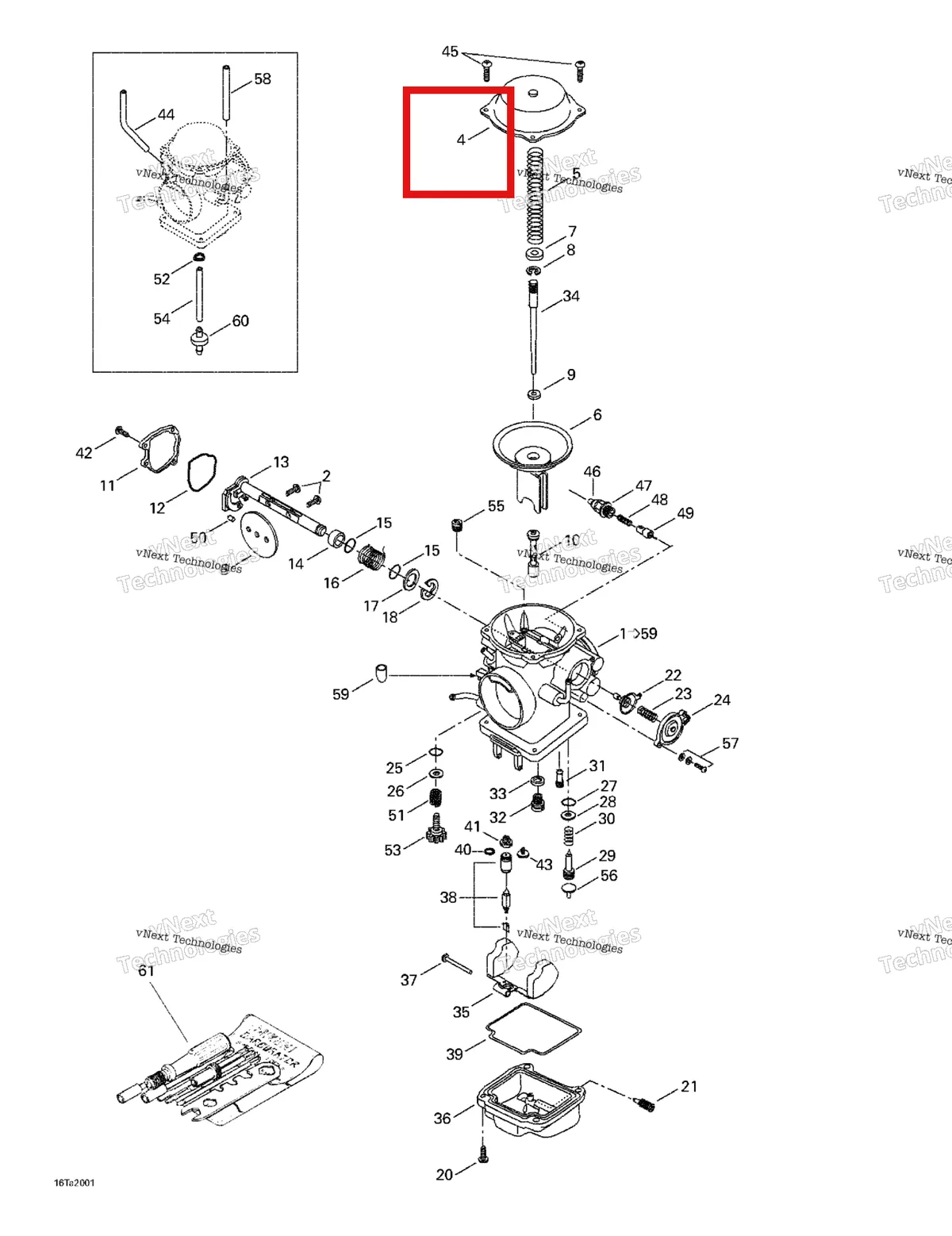 Деталь 707200039 на схеме узла 1999 Can-Am Traxter, 7400/ 7401/7413/7414 Carburetor