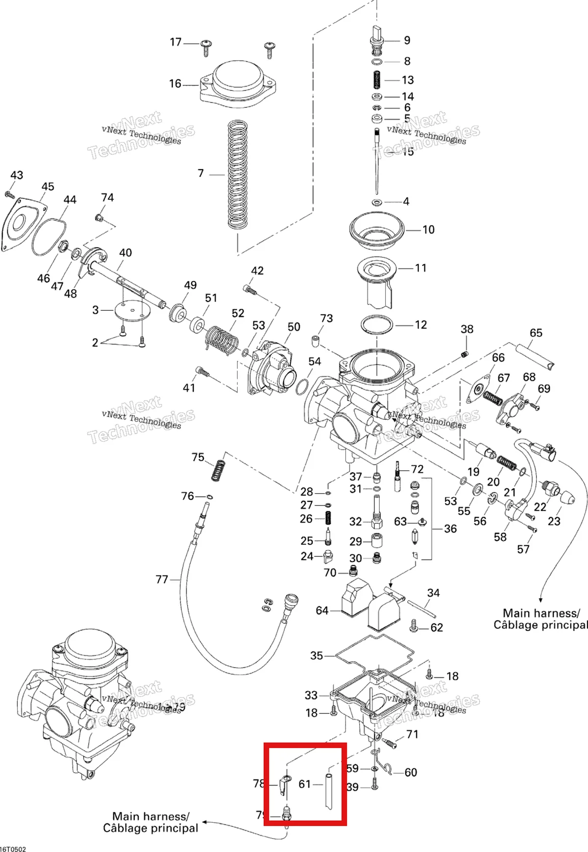 Деталь 707200041 на схеме узла 2005 Can-Am Traxter 5 Speed Carburetor