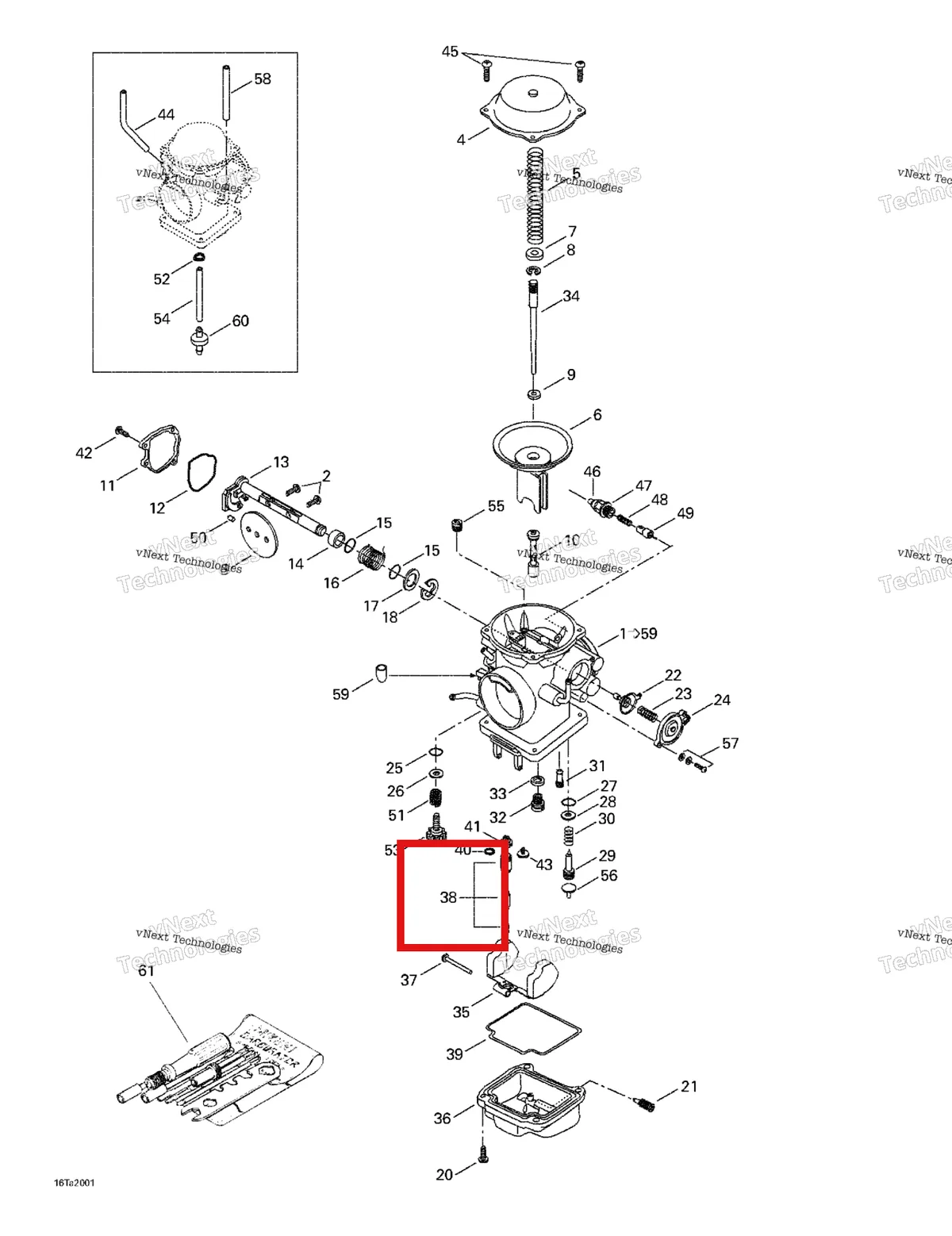 Деталь 707200042 на схеме узла 1999 Can-Am Traxter, 7400/ 7401/7413/7414 Carburetor
