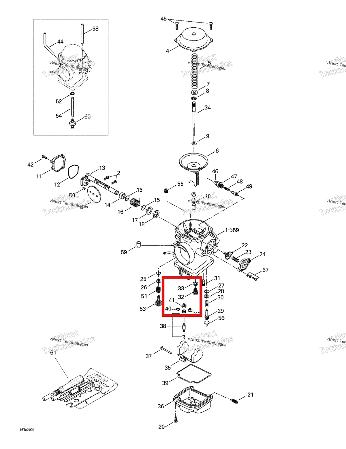 Деталь 707200051 на схеме узла 1999 Can-Am Traxter, 7400/ 7401/7413/7414 Carburetor