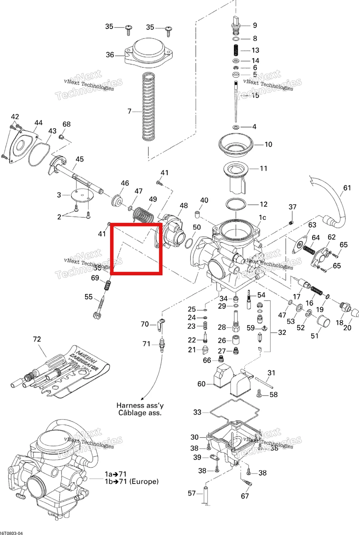 Деталь 707200058 на схеме узла 2008 Can-Am Outlander 400 STD Carburetor