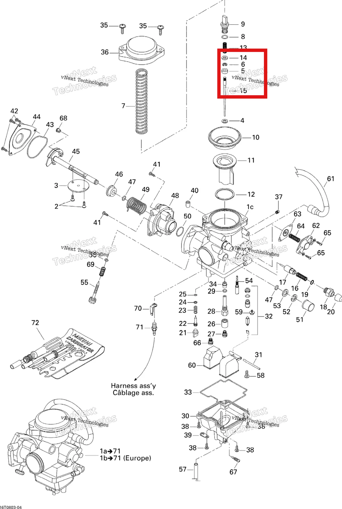 Деталь 707200065 на схеме узла 2008 Can-Am Outlander MAX 400 STD Carburetor