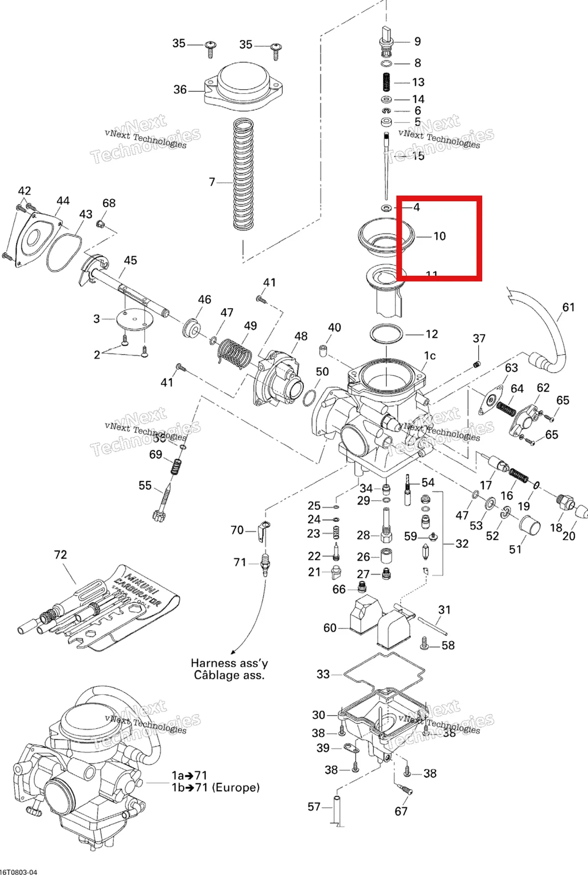 Деталь 707200068 на схеме узла 2008 Can-Am Outlander MAX 400 STD Carburetor