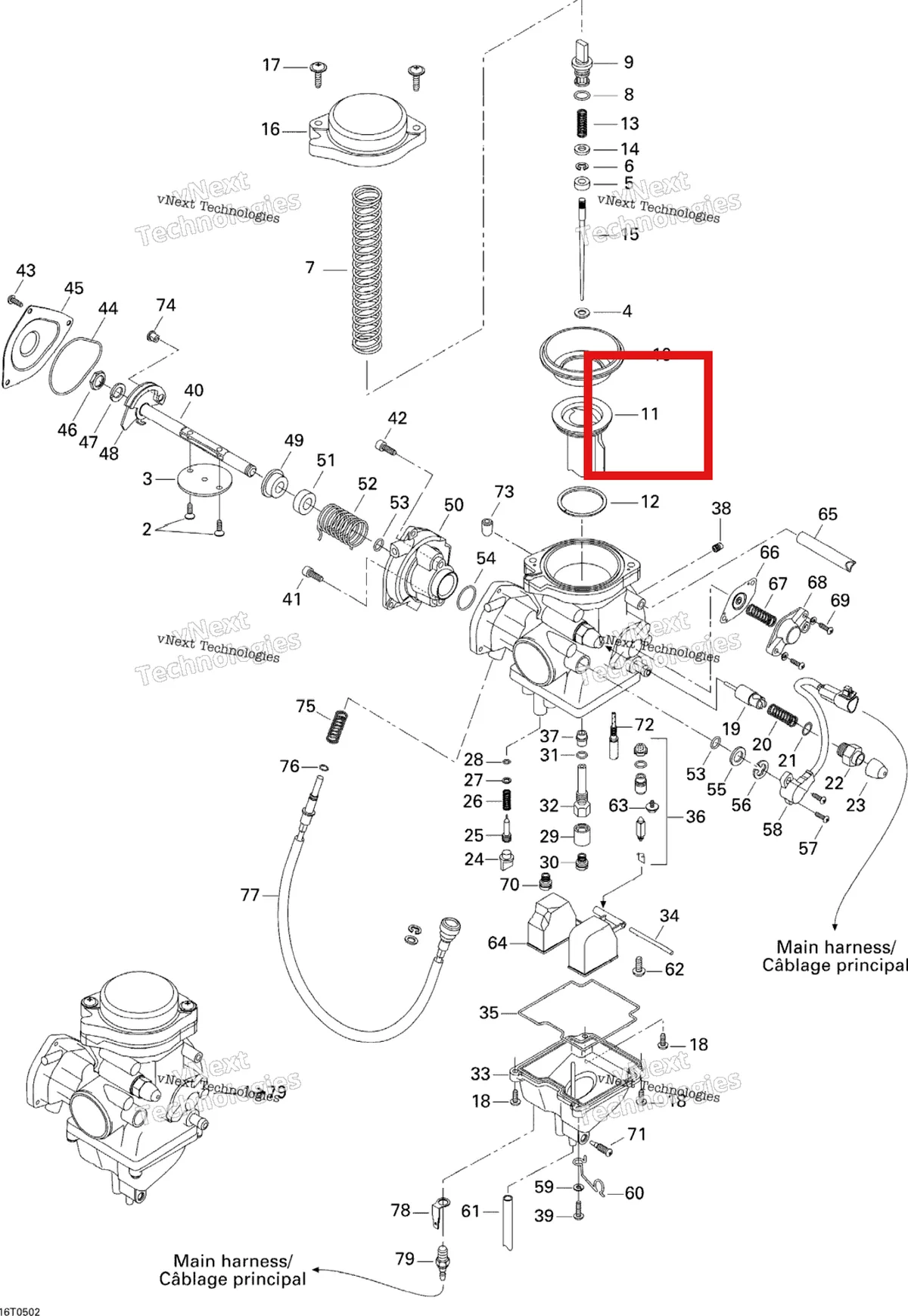 Деталь 707200069 на схеме узла 2005 Can-Am Traxter 5 Speed Carburetor
