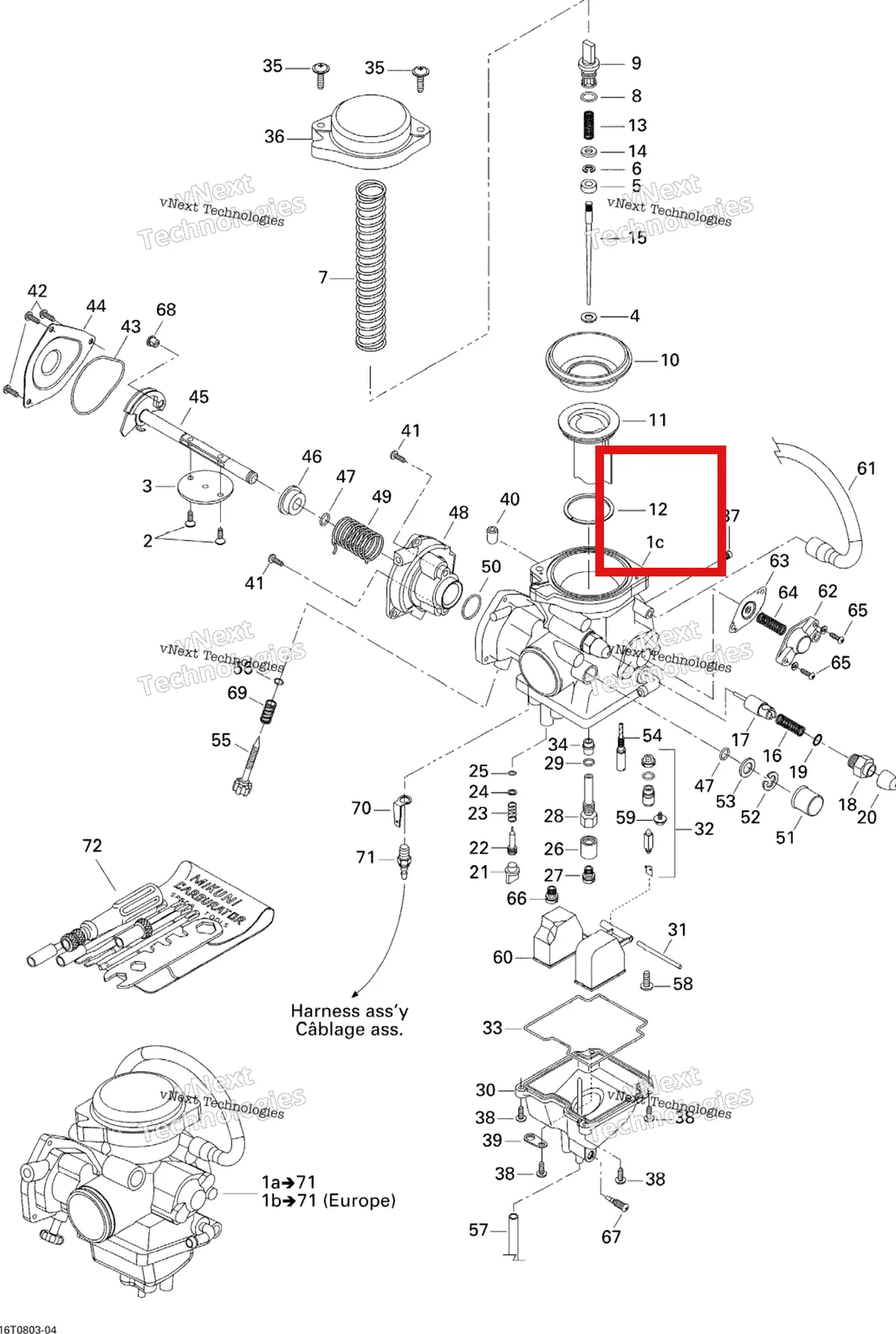 Деталь 707200070 на схеме узла 2008 Can-Am Outlander MAX 400 STD Carburetor