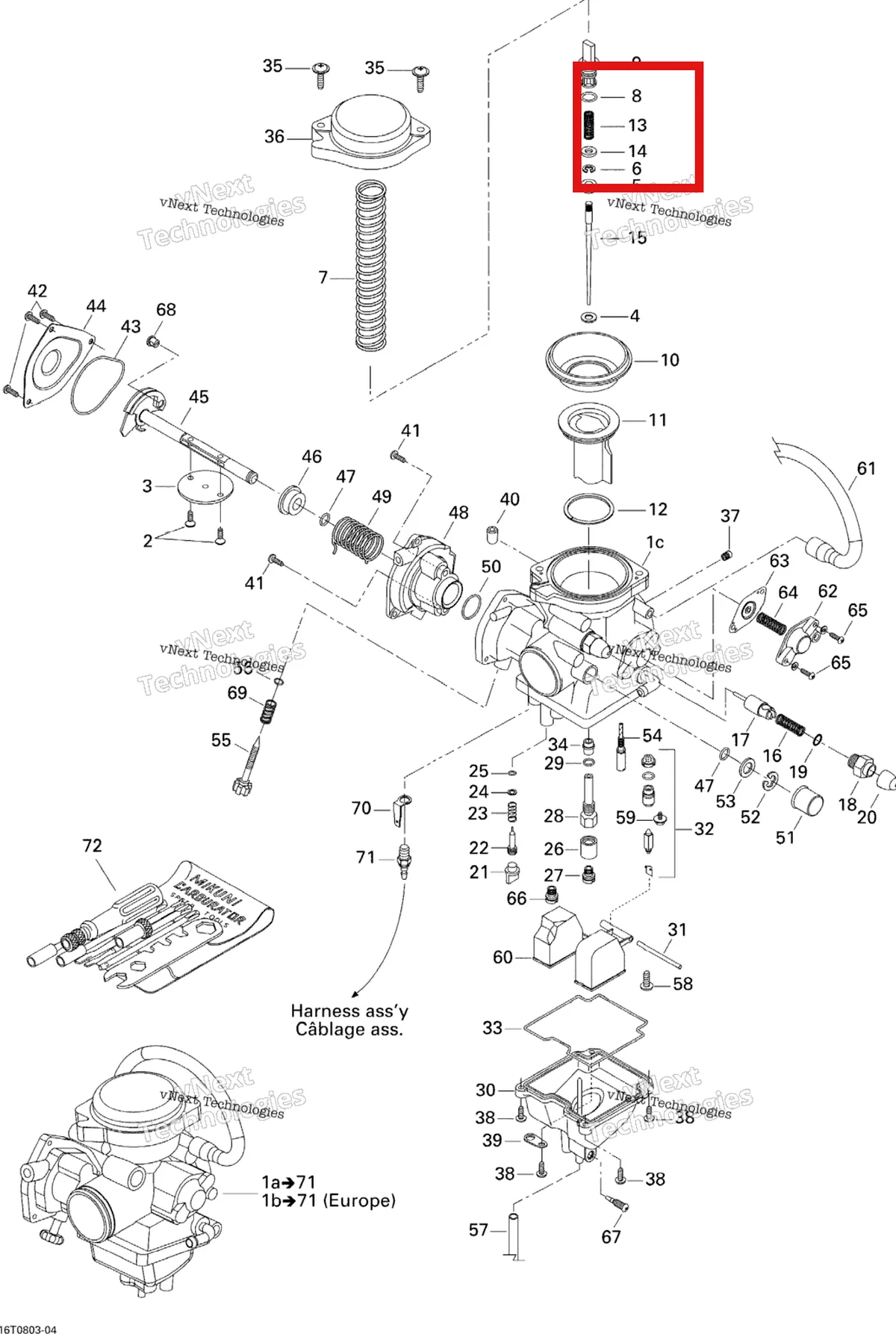Деталь 707200071 на схеме узла 2008 Can-Am Outlander MAX 400 STD Carburetor