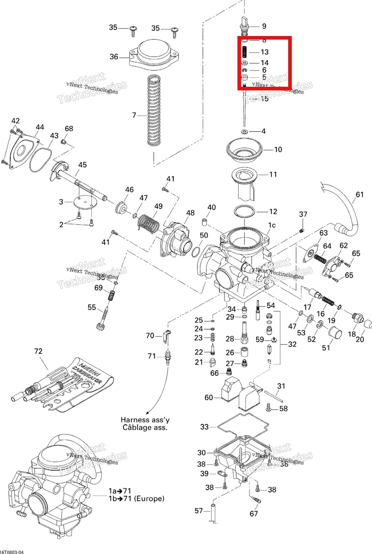Деталь 707200072 на схеме узла 2008 Can-Am Outlander MAX 400 STD Carburetor