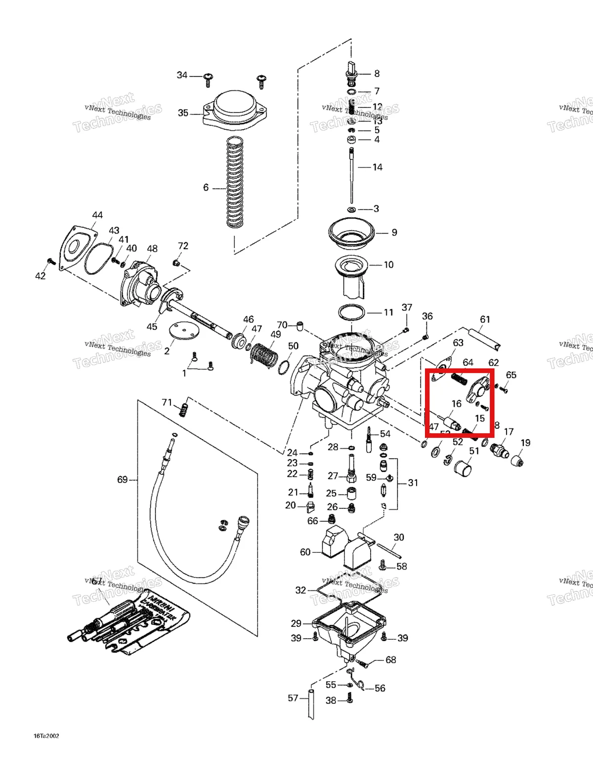 Деталь 707200075 на схеме узла 2000 Can-Am Traxter, 7405/7406 Carburetor