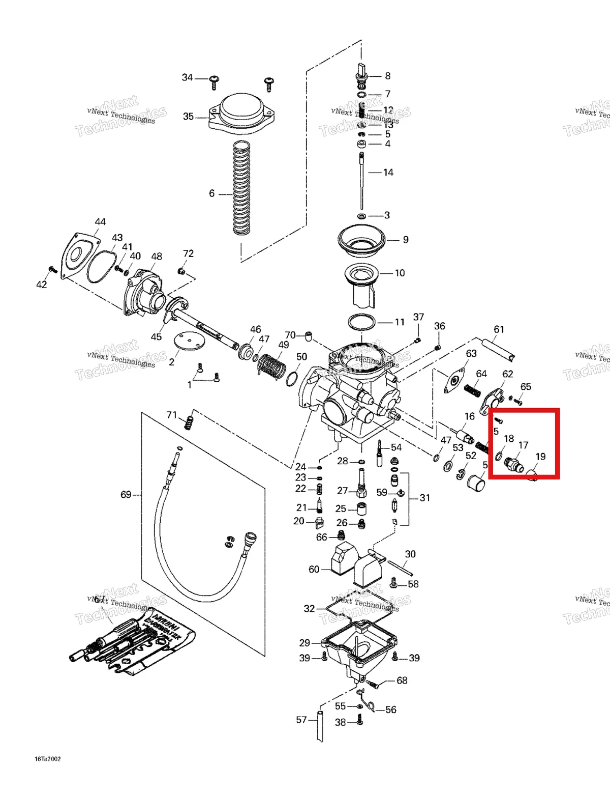 Деталь 707200076 на схеме узла 2000 Can-Am Traxter, 7405/7406 Carburetor