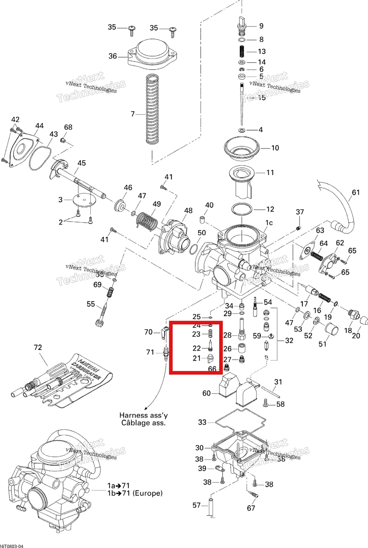 Деталь 707200077 на схеме узла 2008 Can-Am Outlander MAX 400 STD Carburetor