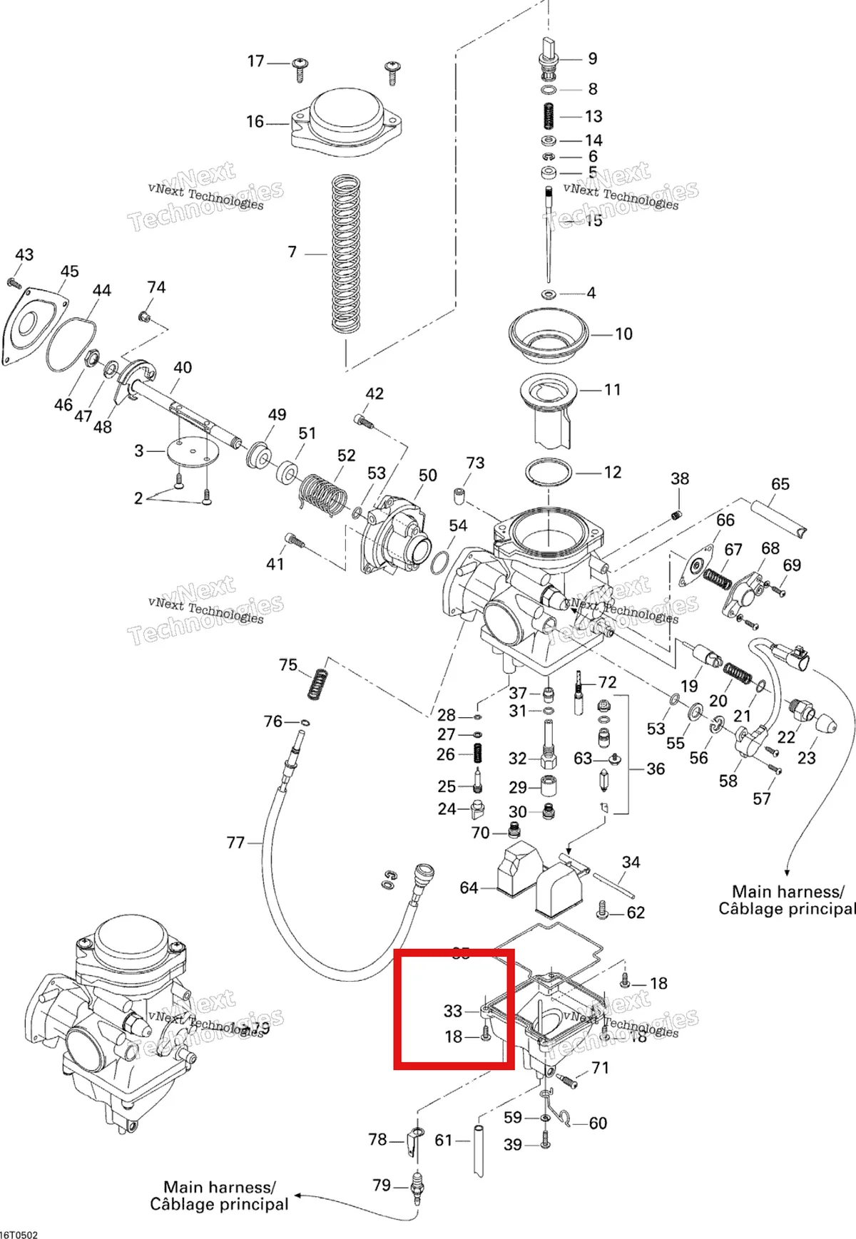 Деталь 707200081 на схеме узла 2005 Can-Am Traxter 5 Speed Carburetor