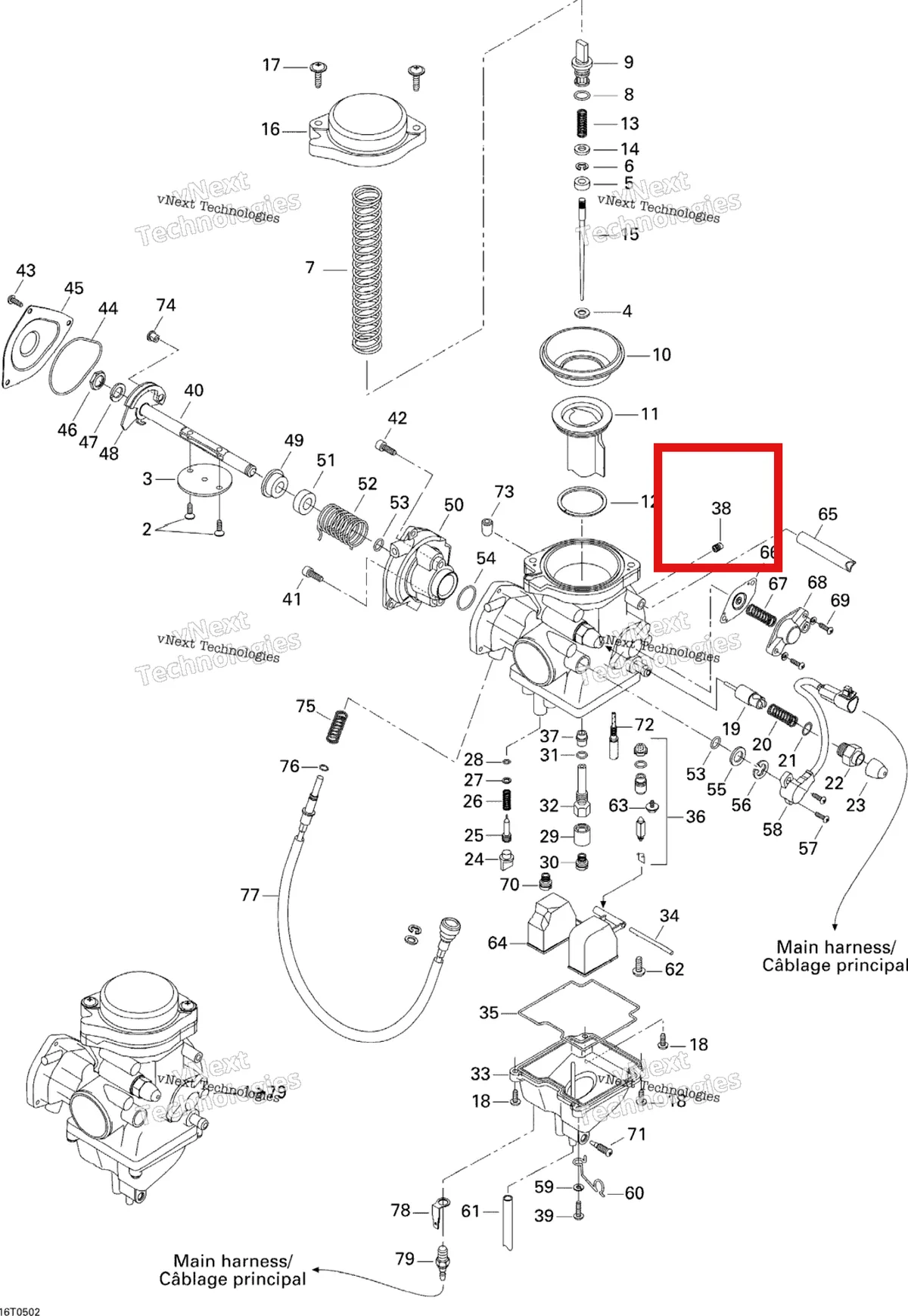 Деталь 707200087 на схеме узла 2005 Can-Am Traxter 5 Speed Carburetor