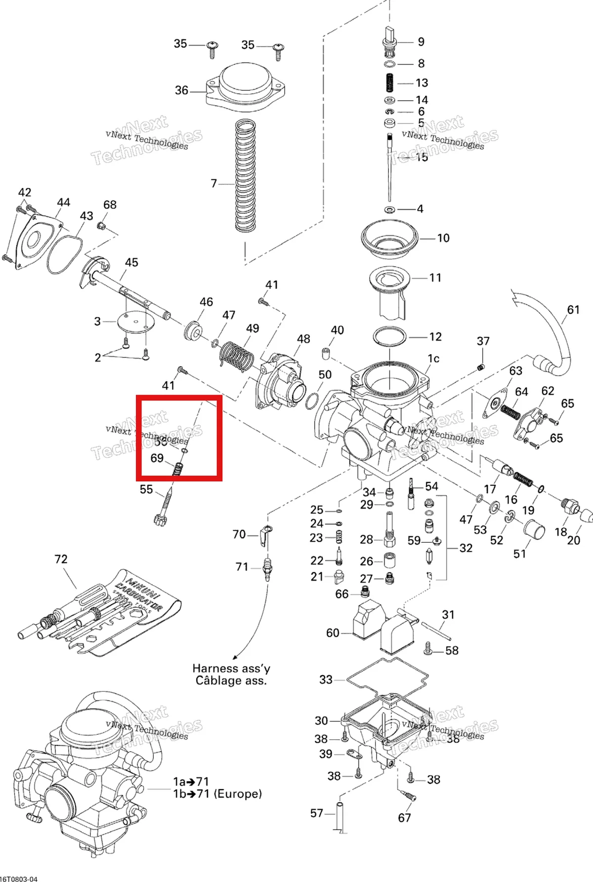 Деталь 707200092 на схеме узла 2008 Can-Am Outlander 400 STD Carburetor