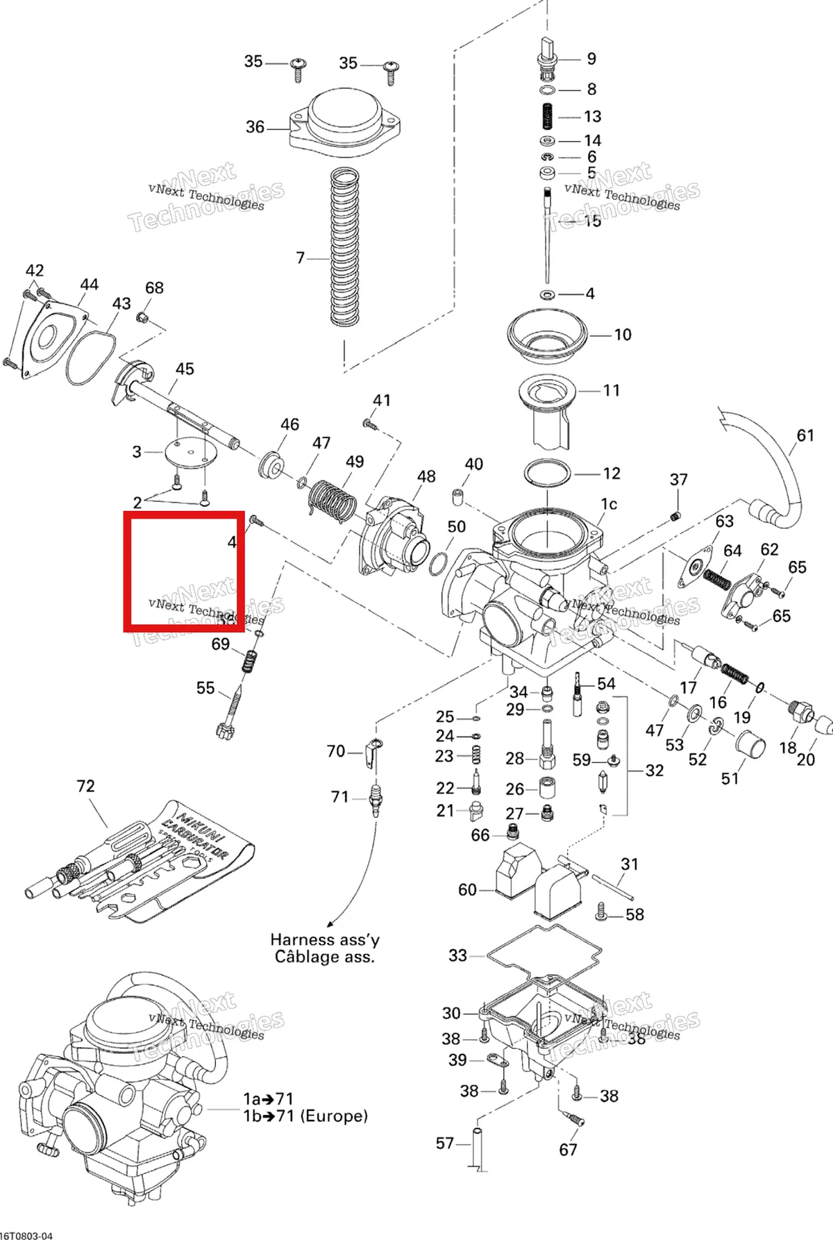 Деталь 707200093 на схеме узла 2008 Can-Am Outlander 400 STD Carburetor