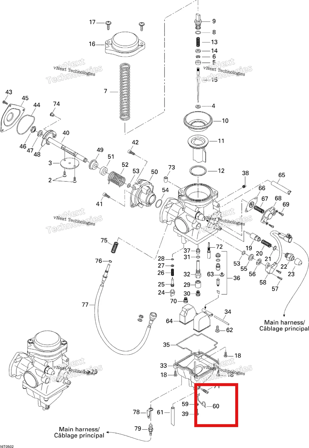 Деталь 707200102 на схеме узла 2005 Can-Am Traxter 5 Speed Carburetor