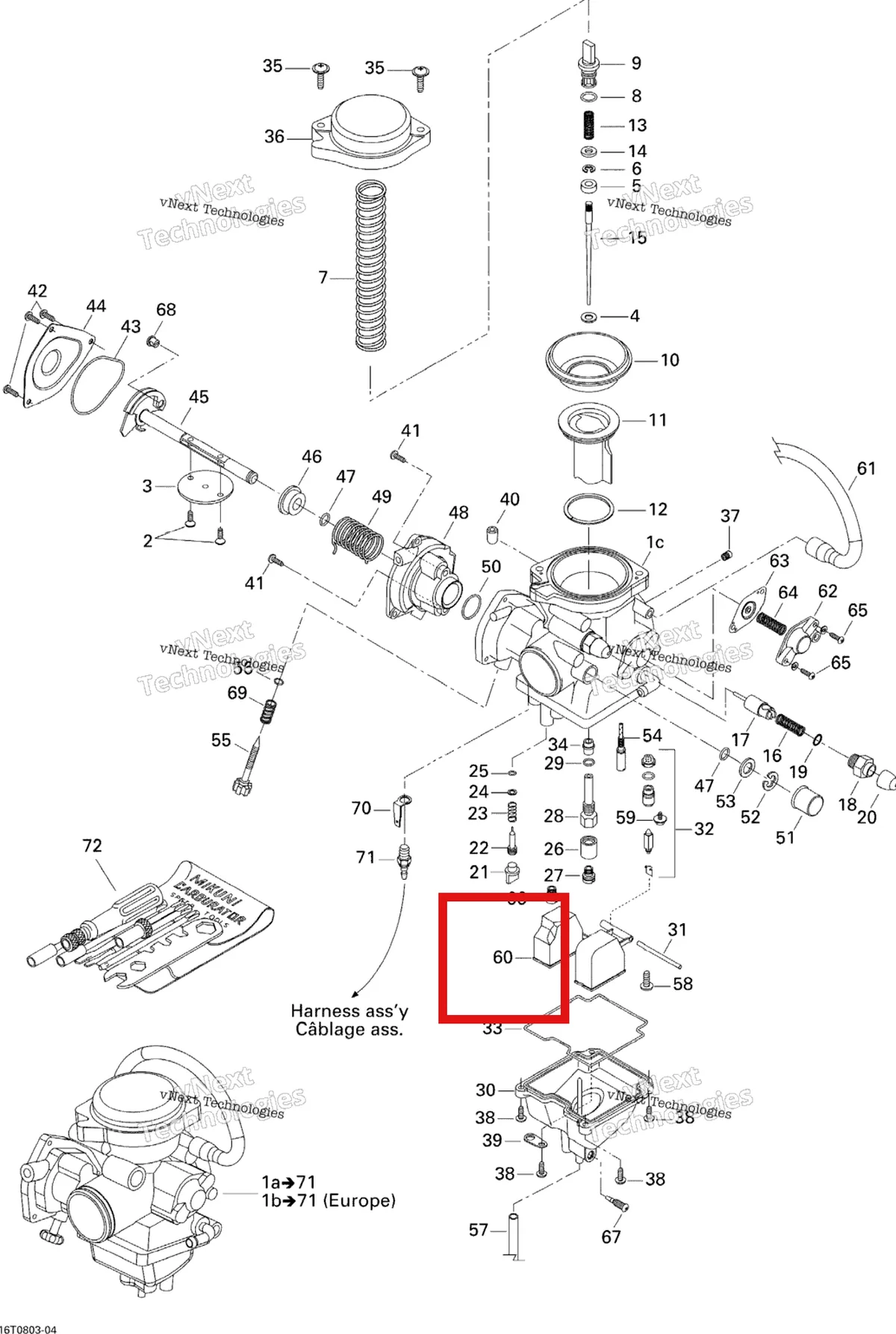 Деталь 707200103 на схеме узла 2008 Can-Am Outlander MAX 400 STD Carburetor