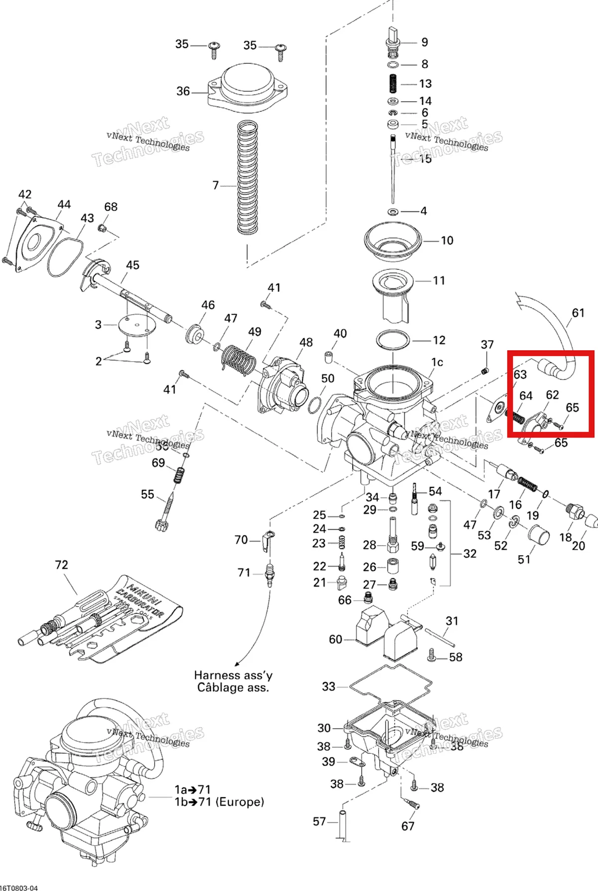 Деталь 707200105 на схеме узла 2008 Can-Am Outlander MAX 400 STD Carburetor