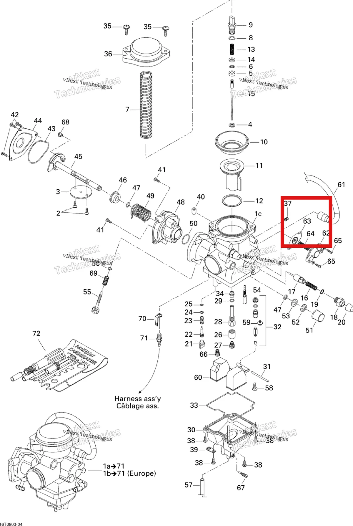Деталь 707200106 на схеме узла 2008 Can-Am Outlander MAX 400 STD Carburetor