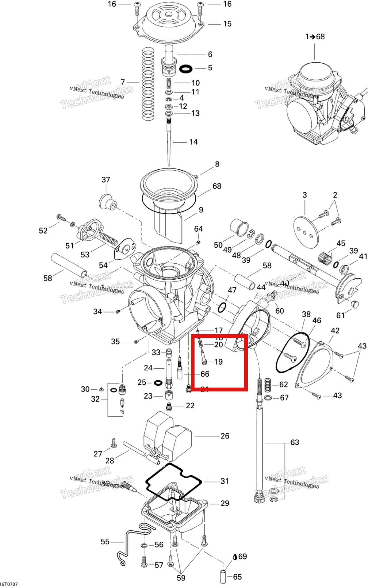Деталь 707200117 на схеме узла 2007 Can-Am DS 650 X Carburetor