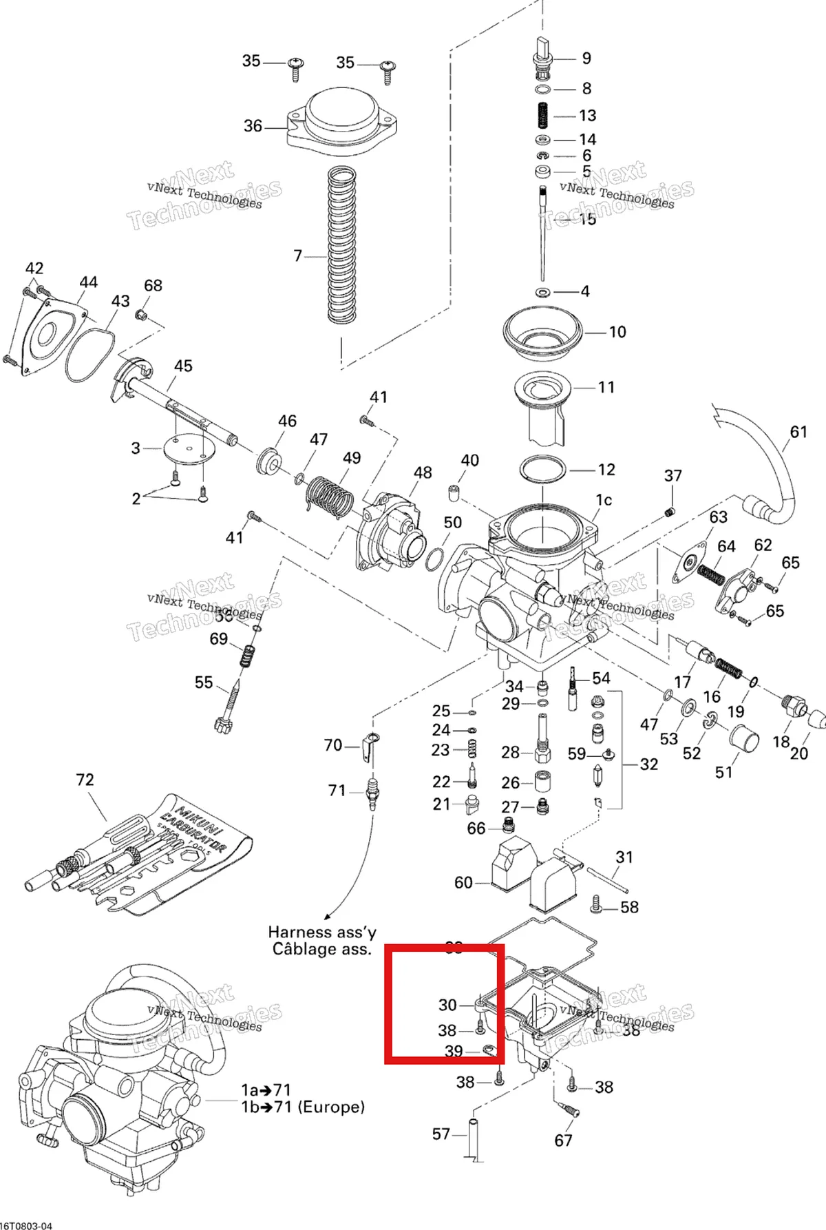 Деталь 707200119 на схеме узла 2008 Can-Am Outlander MAX 400 STD Carburetor