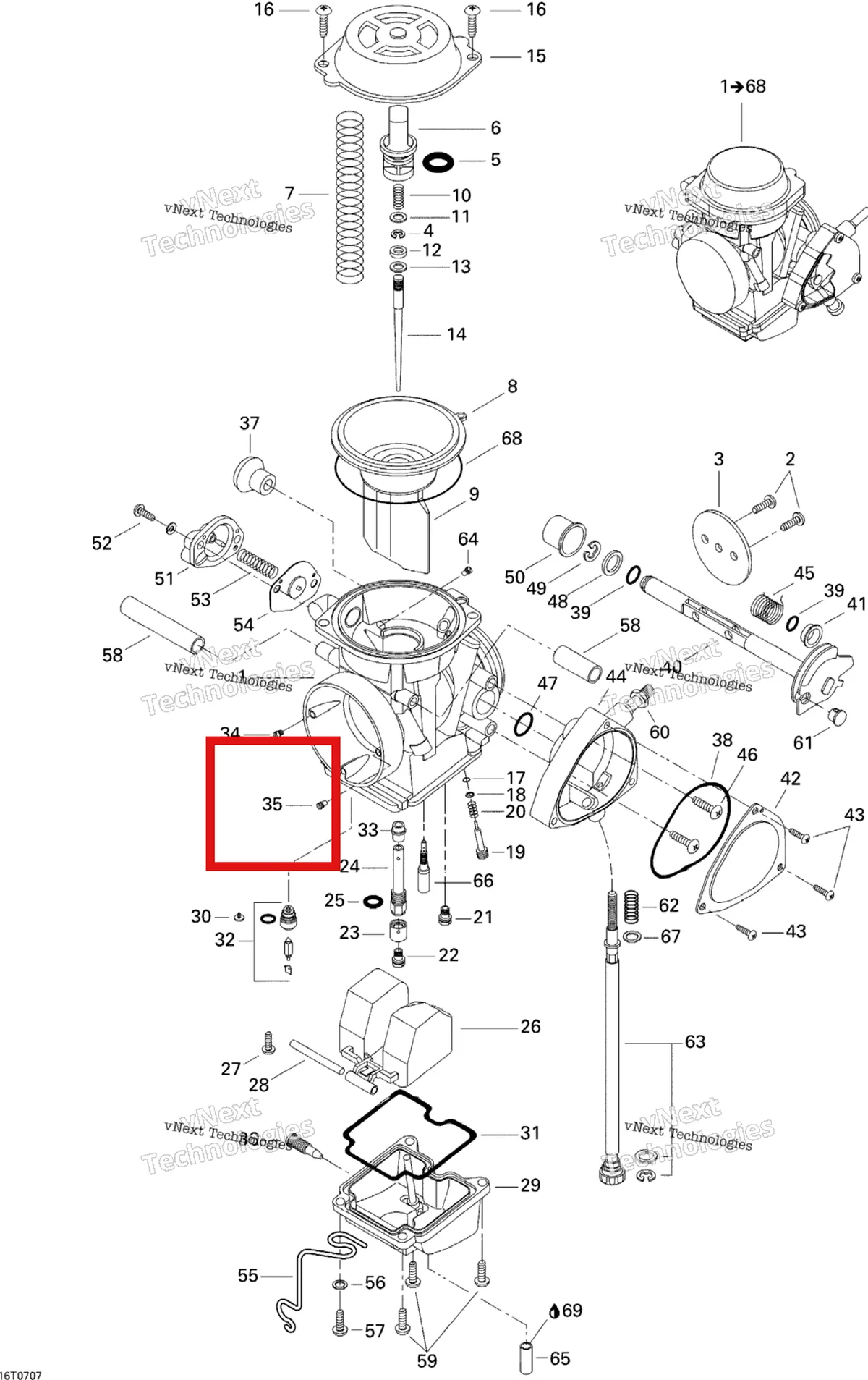 Деталь 707200123 на схеме узла 2007 Can-Am DS 650 X Carburetor