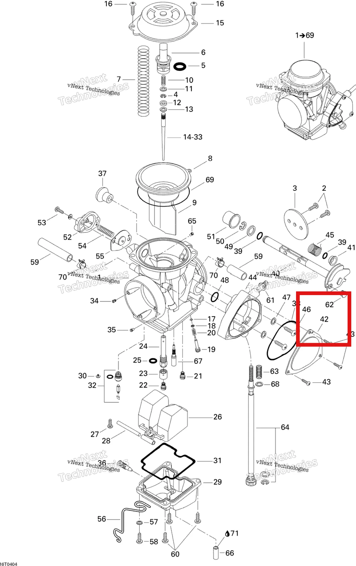 Деталь 707200126 на схеме узла 2004 Can-Am DS 650/DS 650 Baja/X Carburetor