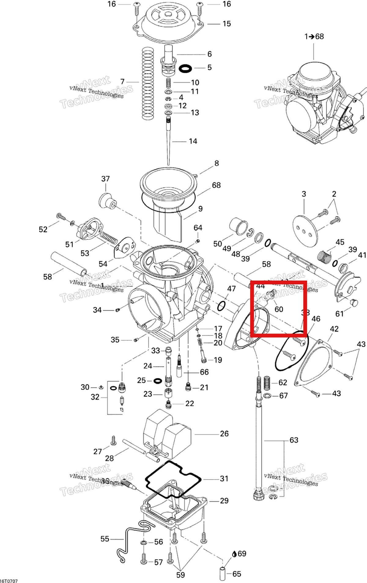 Деталь 707200132 на схеме узла 2007 Can-Am DS 650 X Carburetor