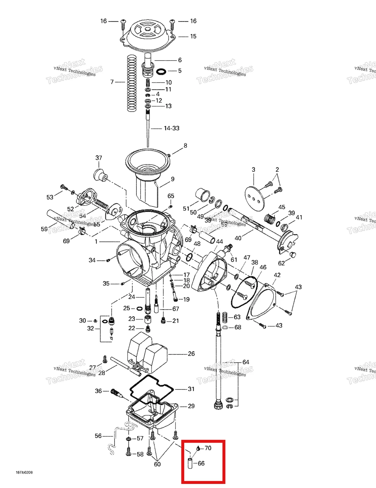 Деталь 707200135 на схеме узла 2002 Can-Am DS 650 Baja Carburetor