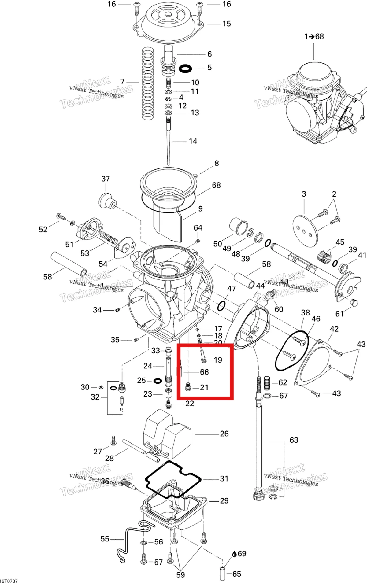 Деталь 707200136 на схеме узла 2007 Can-Am DS 650 X Carburetor