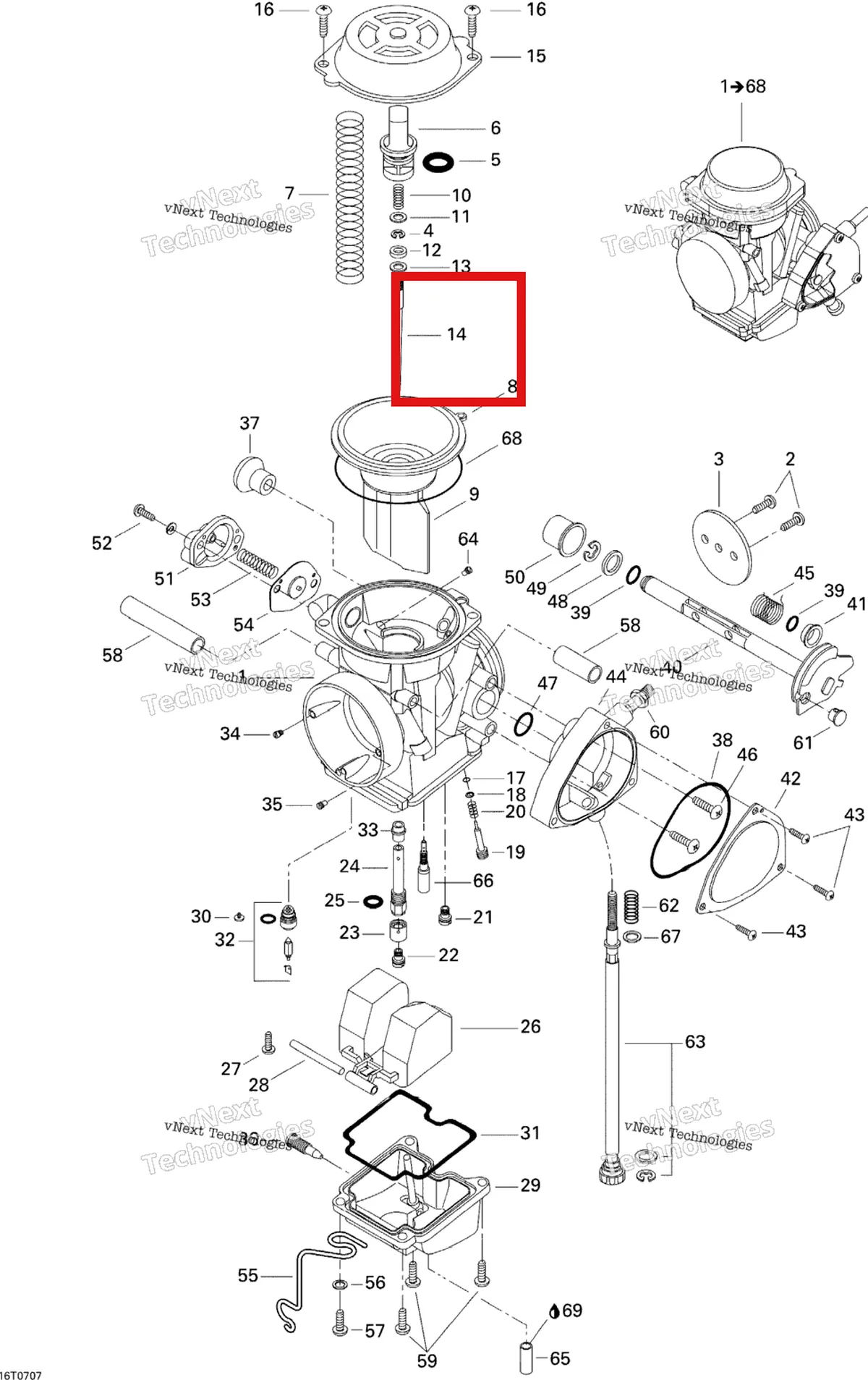 Деталь 707200137 на схеме узла 2007 Can-Am DS 650 X Carburetor