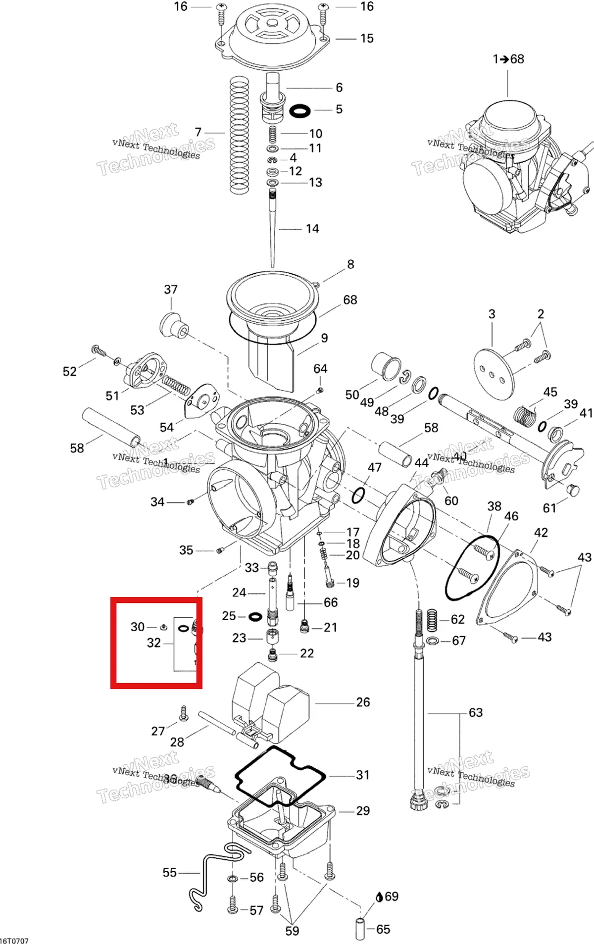 Деталь 707200139 на схеме узла 2007 Can-Am DS 650 X Carburetor