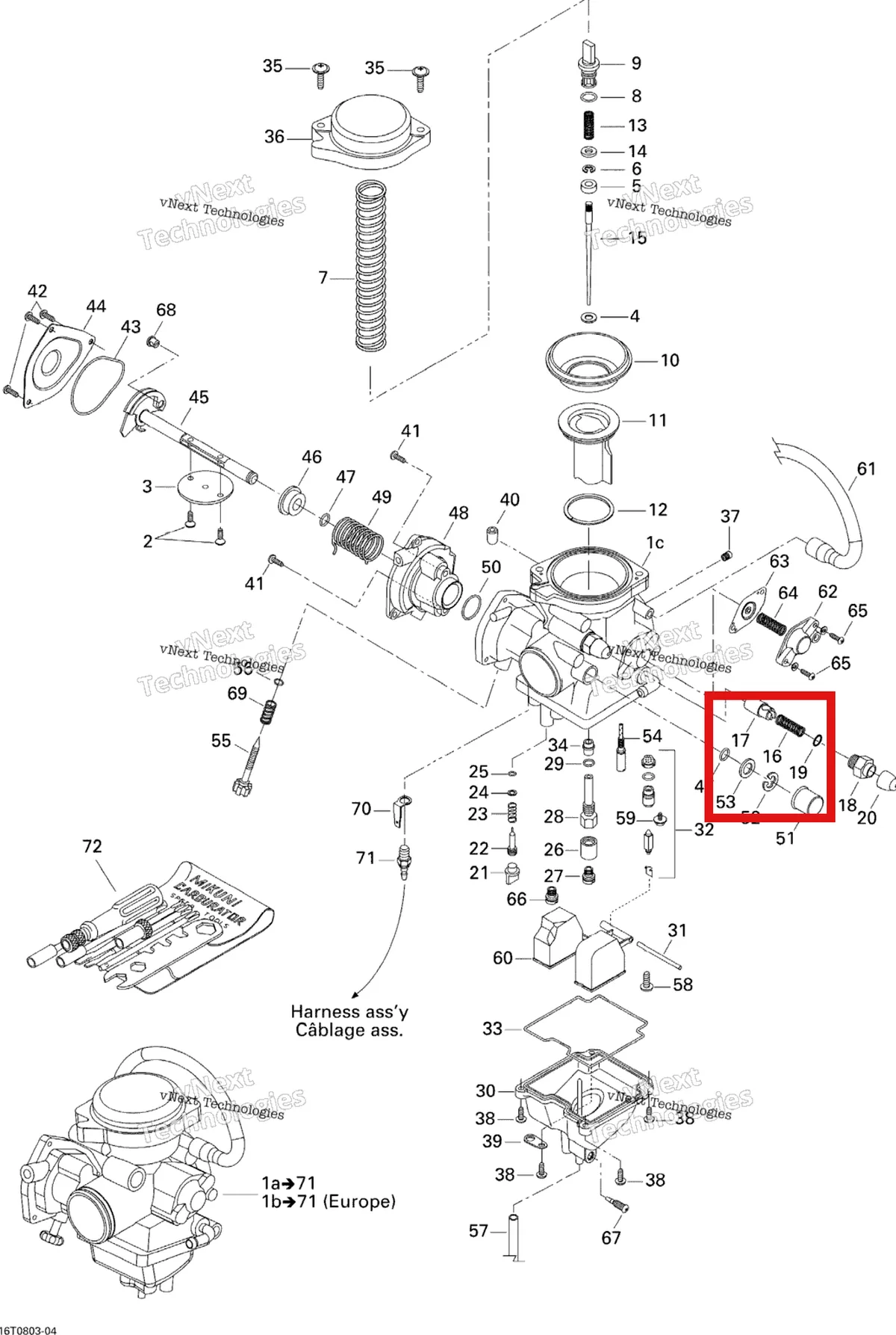 Деталь 707200144 на схеме узла 2008 Can-Am Outlander MAX 400 STD Carburetor