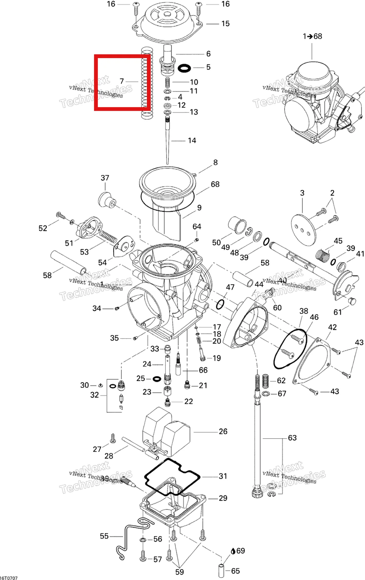 Деталь 707200147 на схеме узла 2007 Can-Am DS 650 X Carburetor