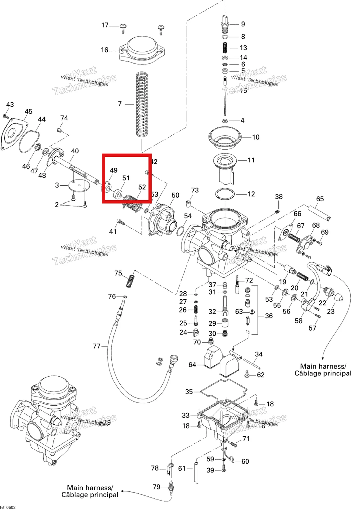Деталь 707200154 на схеме узла 2005 Can-Am Traxter 5 Speed Carburetor