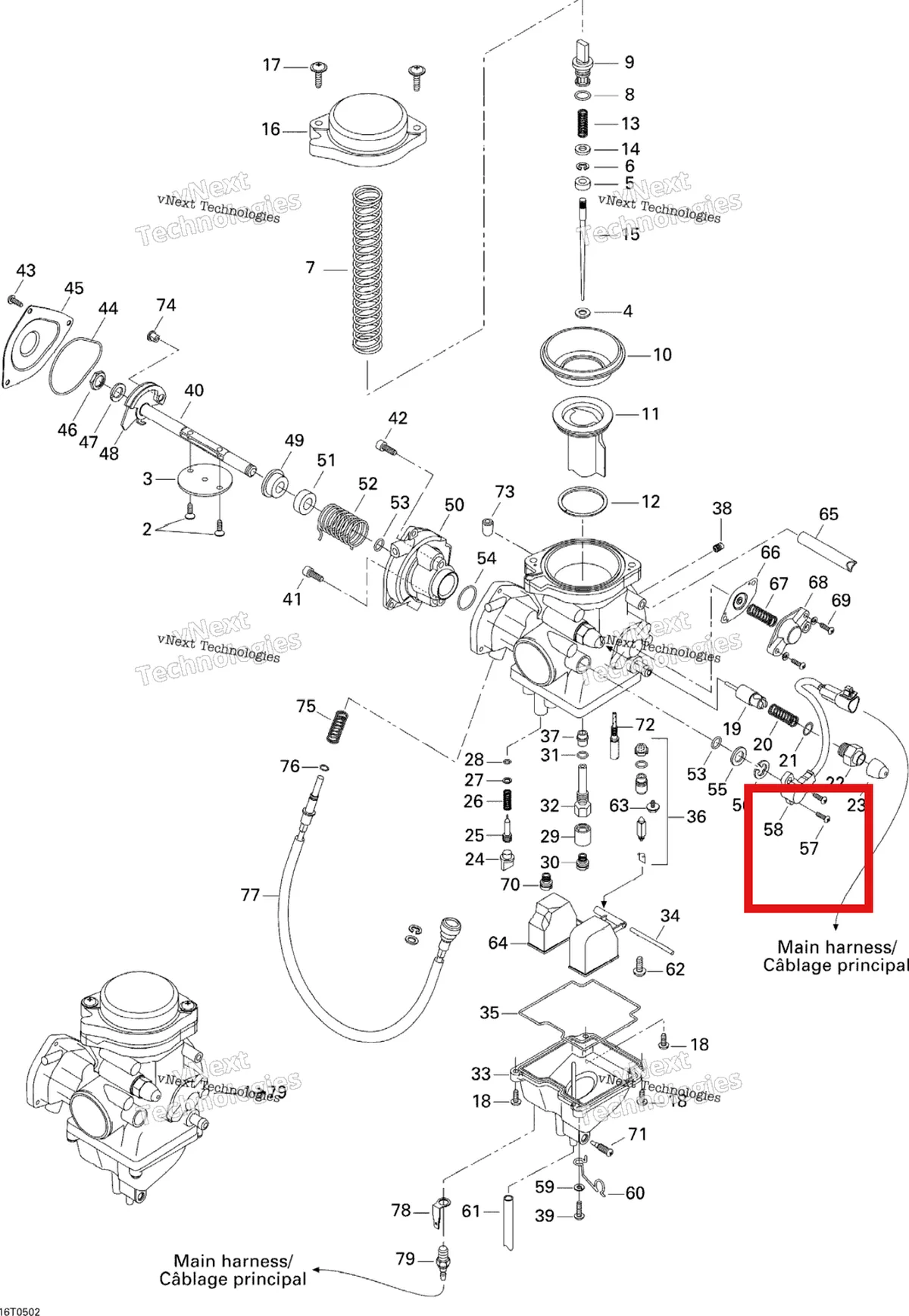 Деталь 707200155 на схеме узла 2005 Can-Am Traxter 5 Speed Carburetor