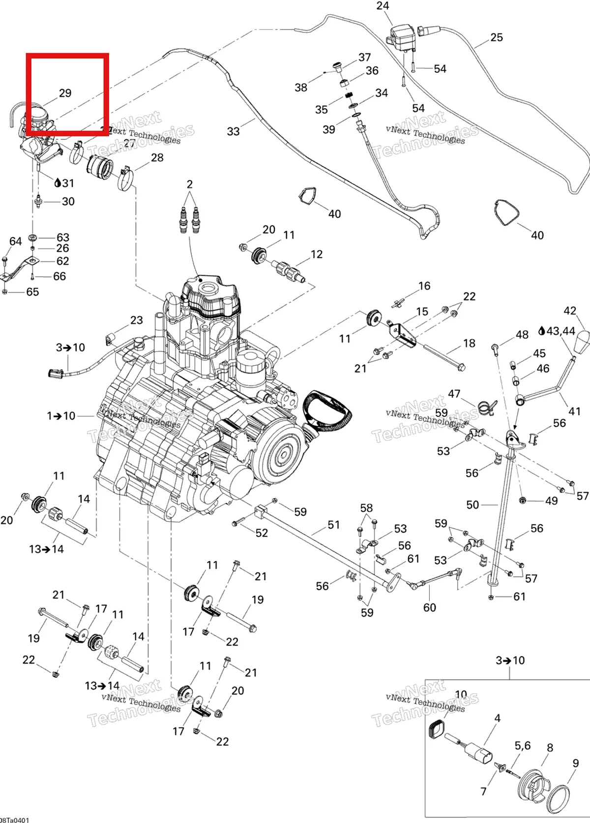 Деталь 707200158 на схеме узла 2004 Can-Am Traxter Max Std & Max XT Engine Support