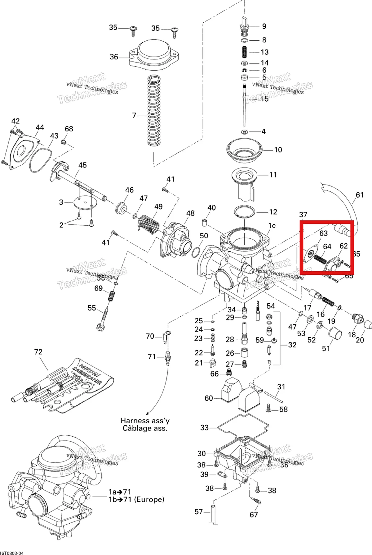 Деталь 707200160 на схеме узла 2008 Can-Am Outlander MAX 400 STD Carburetor