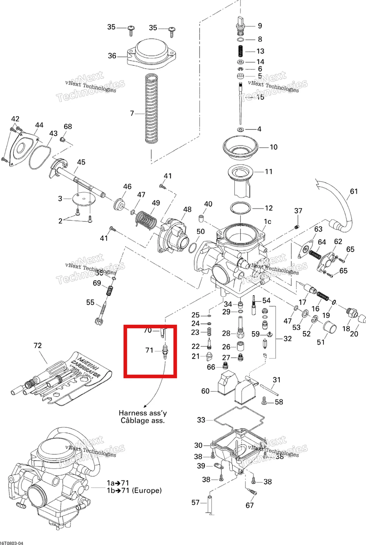 Деталь 707200163 на схеме узла 2008 Can-Am Outlander MAX 400 STD Carburetor