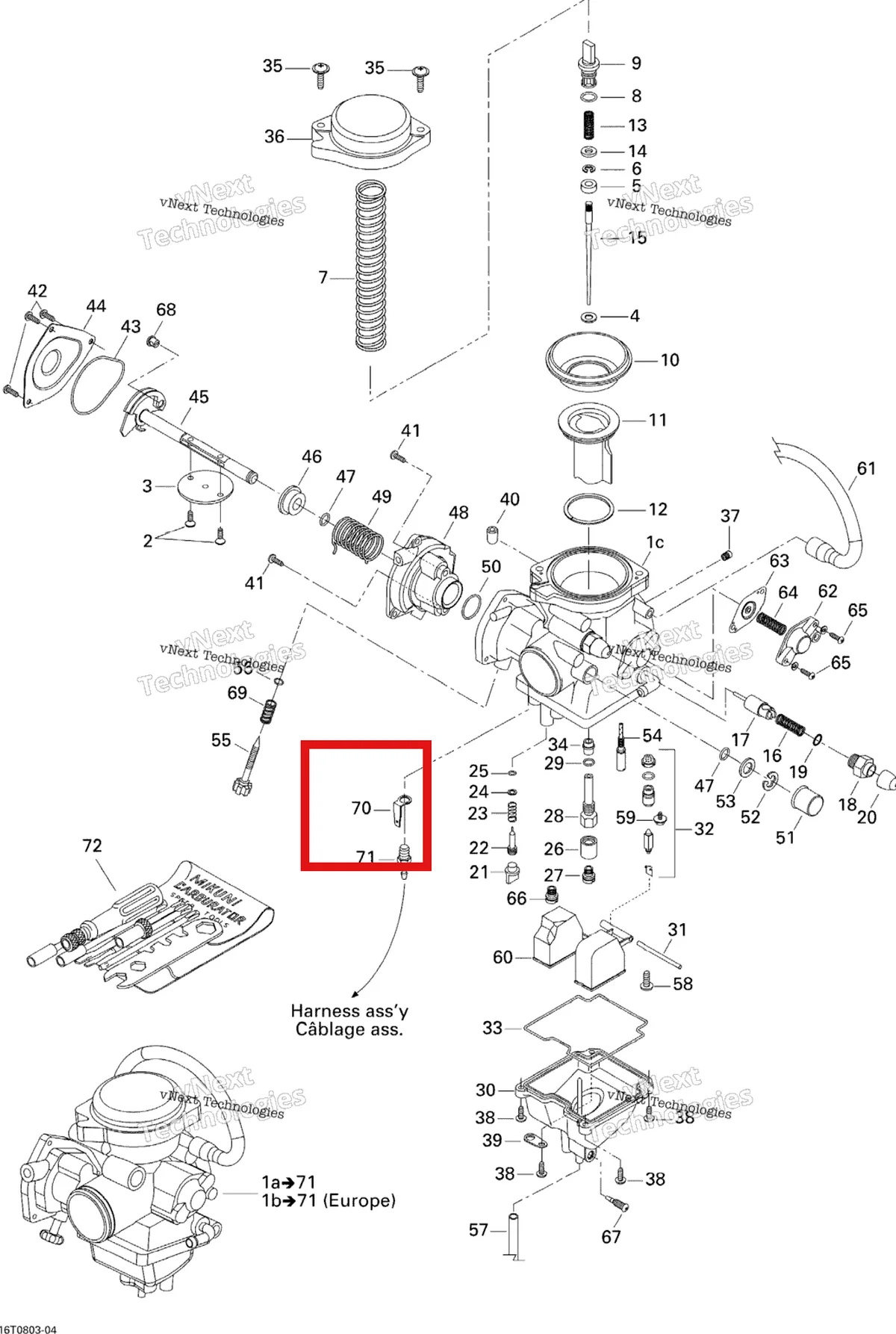 Деталь 707200164 на схеме узла 2008 Can-Am Outlander MAX 400 STD Carburetor