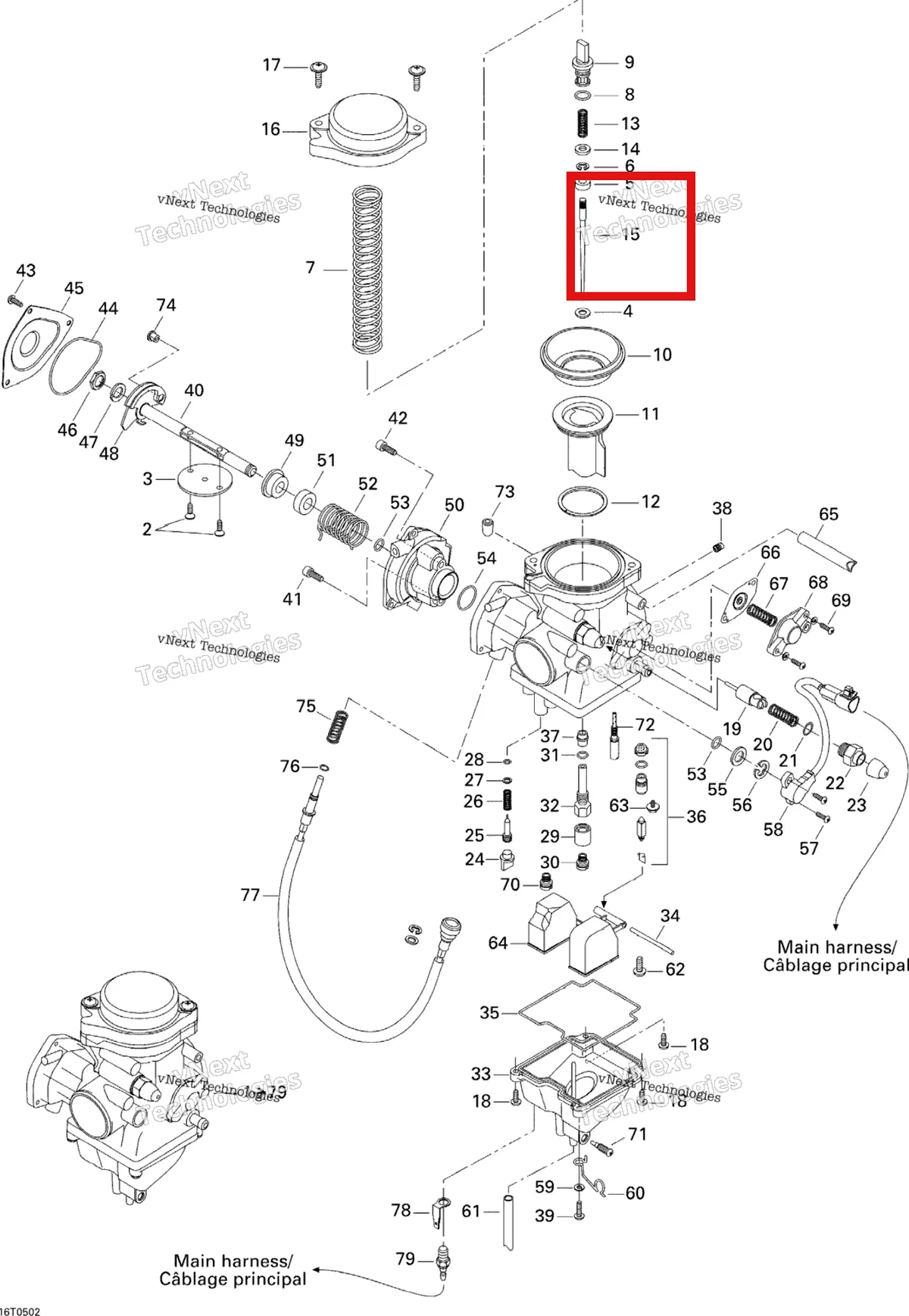 Деталь 707200167 на схеме узла 2005 Can-Am Traxter 5 Speed Carburetor
