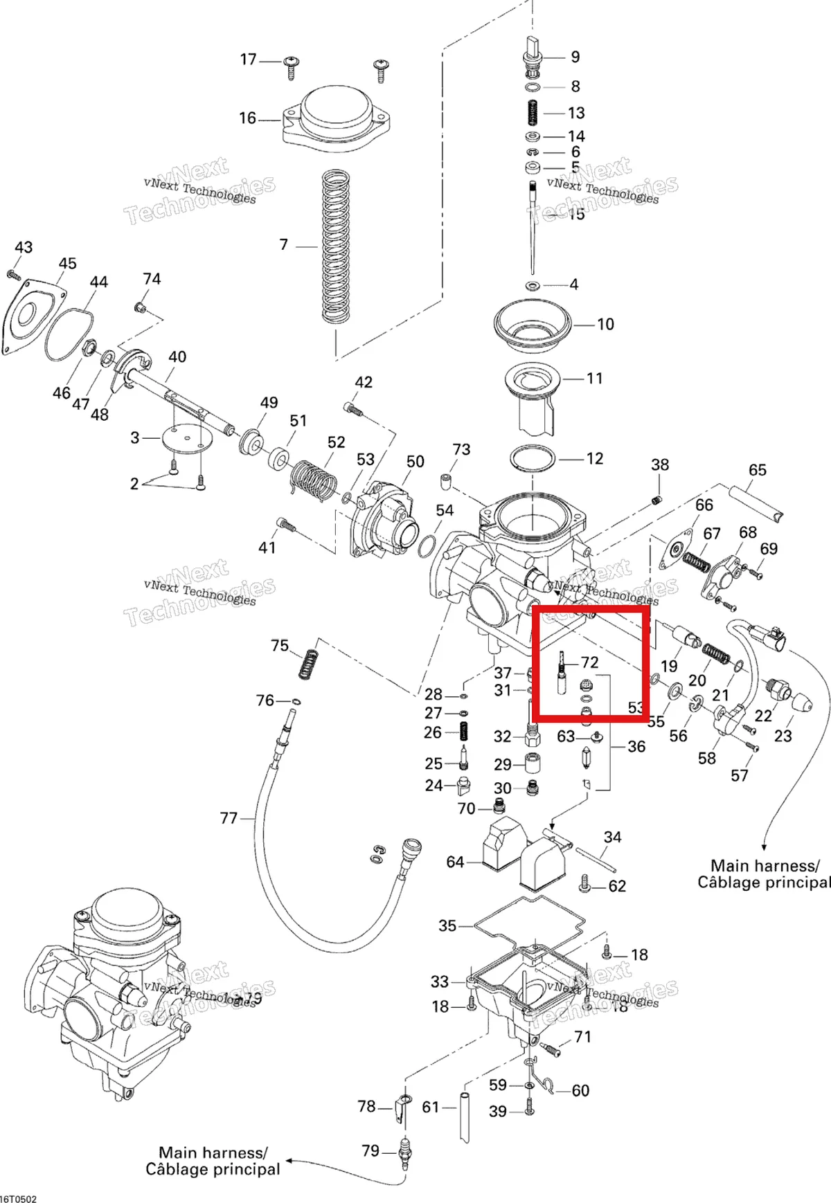 Деталь 707200168 на схеме узла 2005 Can-Am Traxter 5 Speed Carburetor