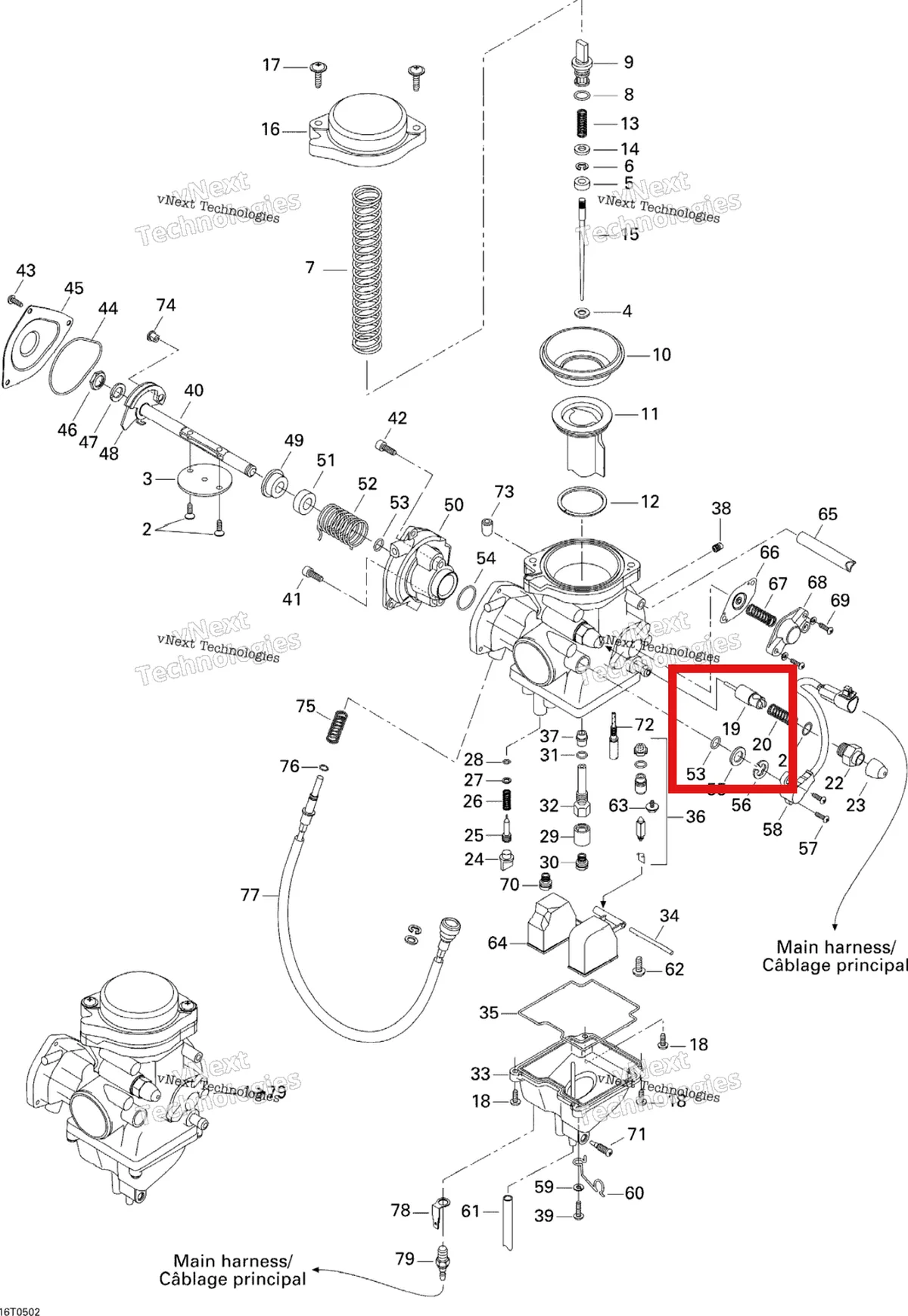 Деталь 707200170 на схеме узла 2005 Can-Am Traxter 5 Speed Carburetor