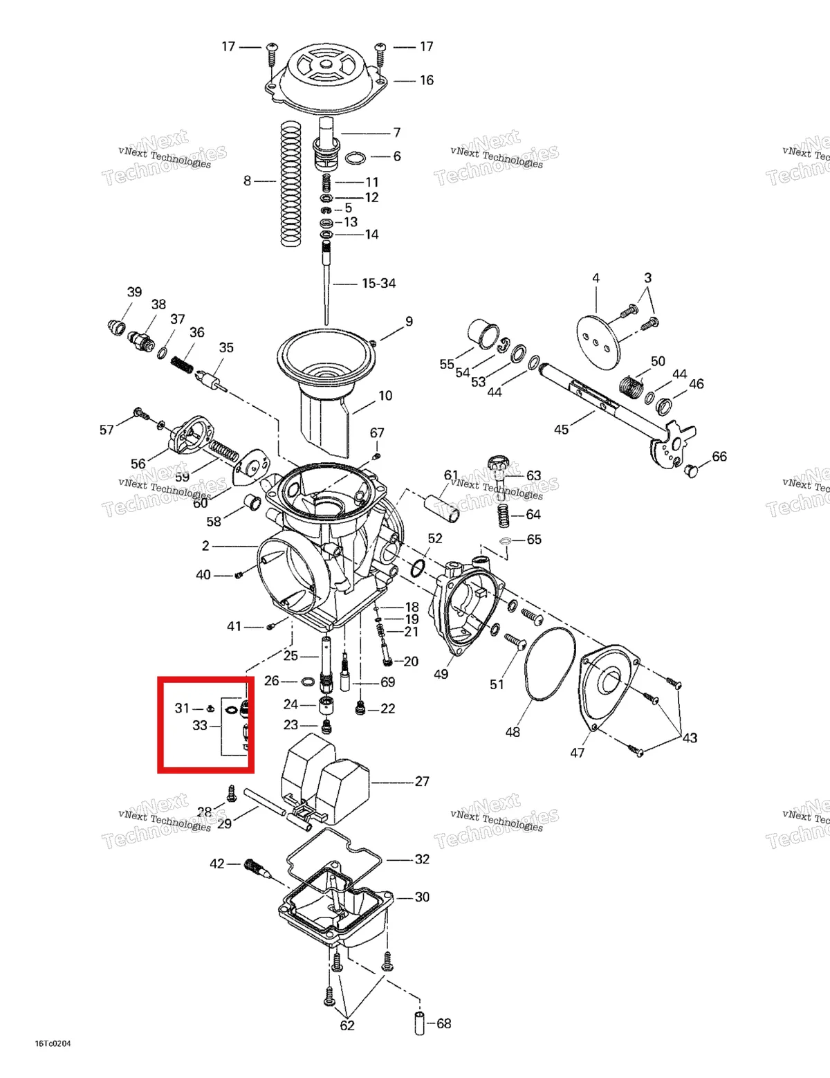 Деталь 707200175 на схеме узла 2002 Can-Am Quest Carburetor