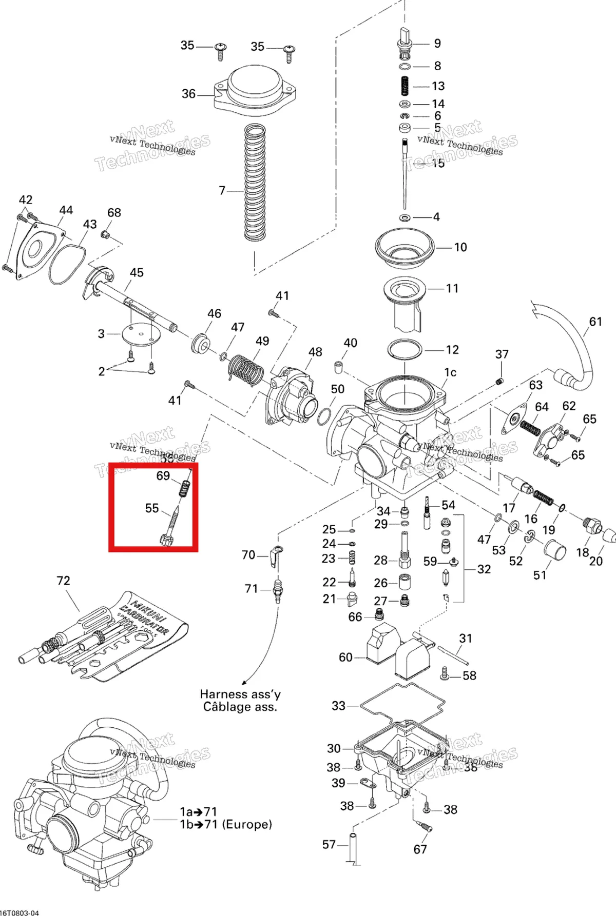 Деталь 707200180 на схеме узла 2008 Can-Am Outlander MAX 400 STD Carburetor