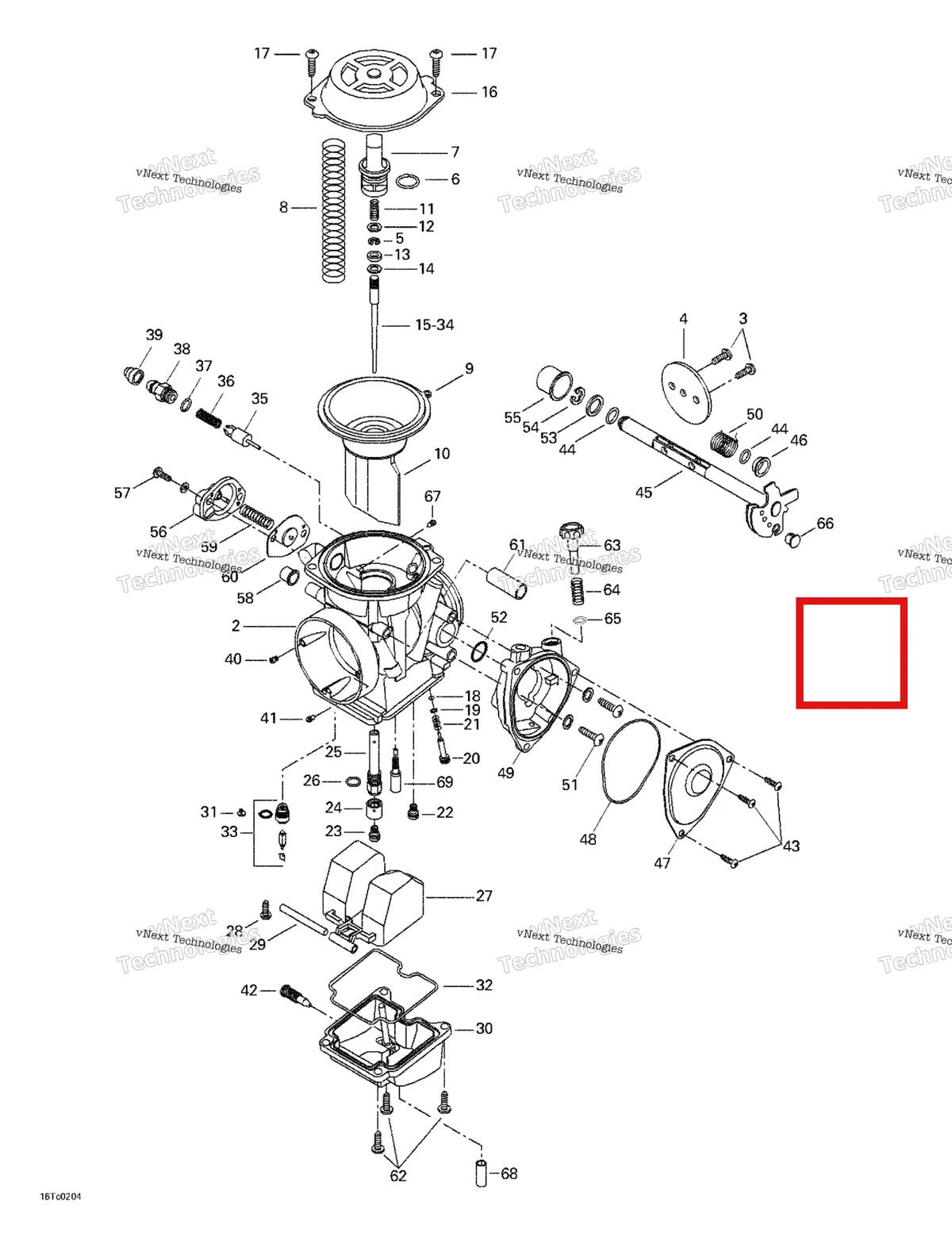 Деталь 707200184 на схеме узла 2002 Can-Am Quest XT Carburetor